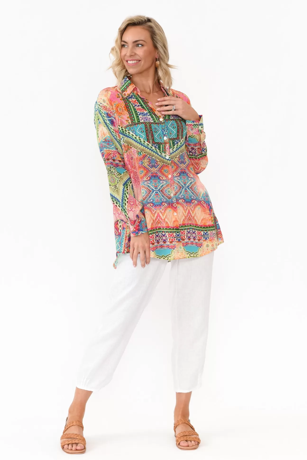 Fashion Spectrum Monet Multi Silk Collared Shirt Online