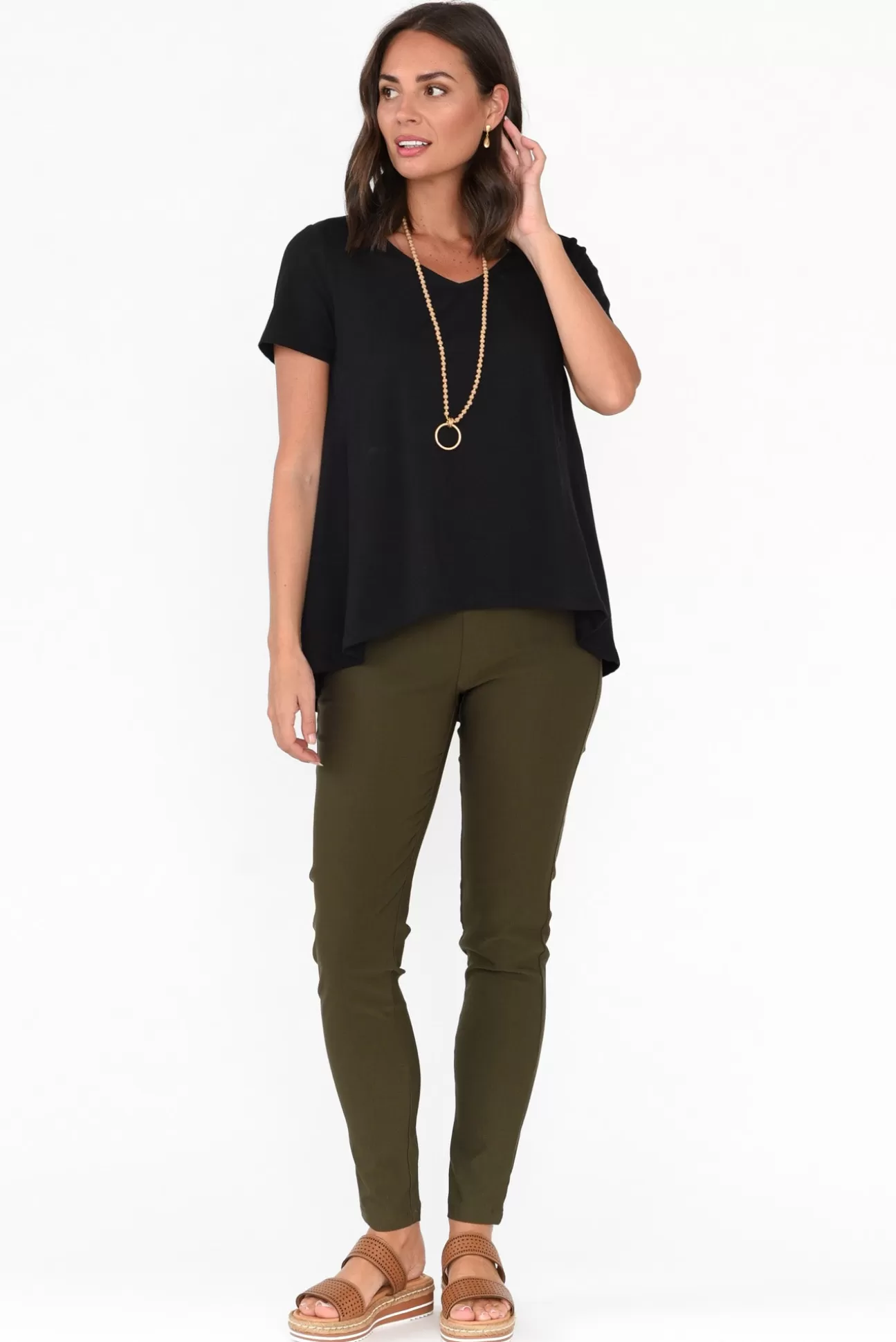 One Ten Willow Montreal Black Cotton Tee Cheap