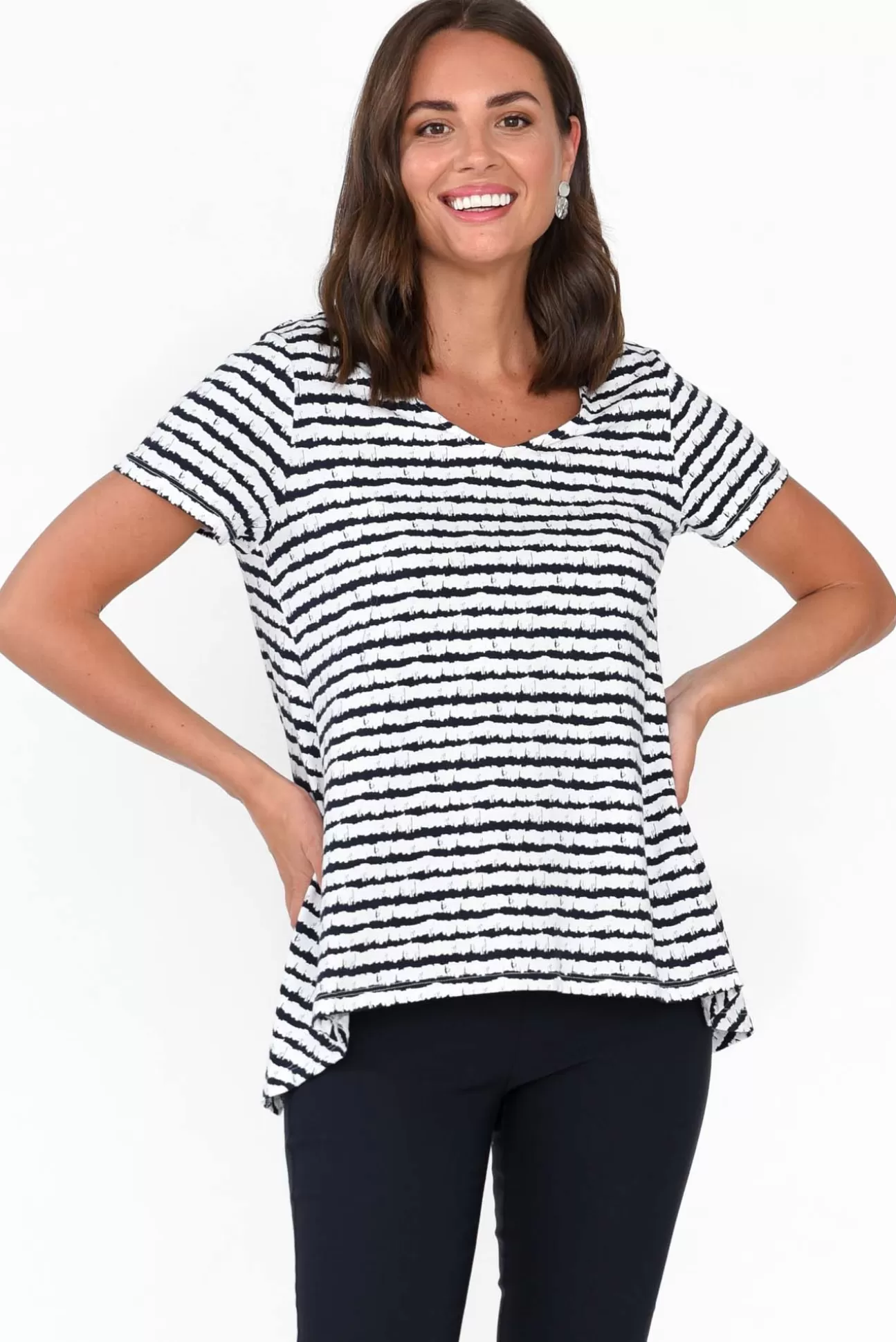 One Ten Willow Montreal Navy Stripe Cotton Tee Hot