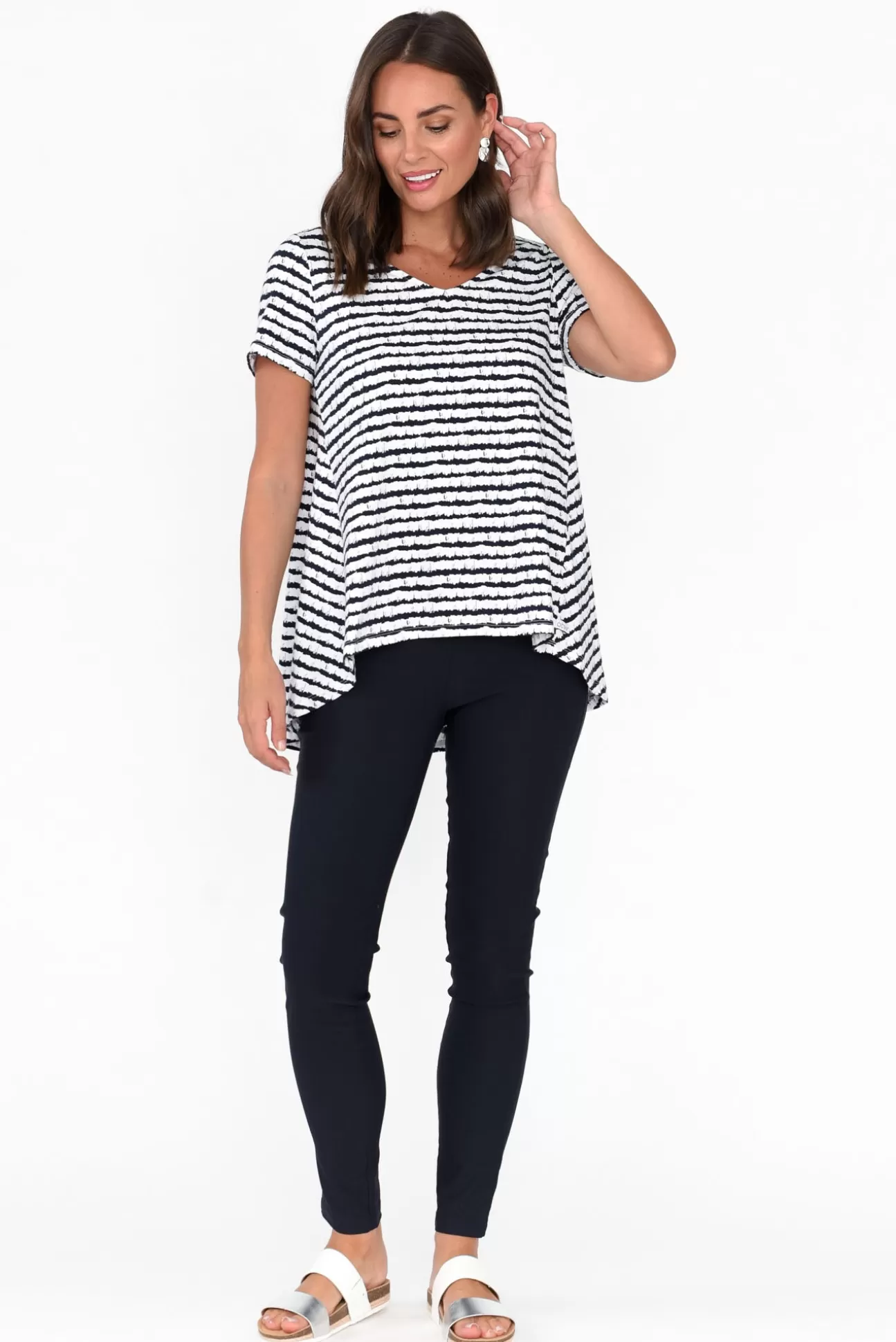 One Ten Willow Montreal Navy Stripe Cotton Tee Hot