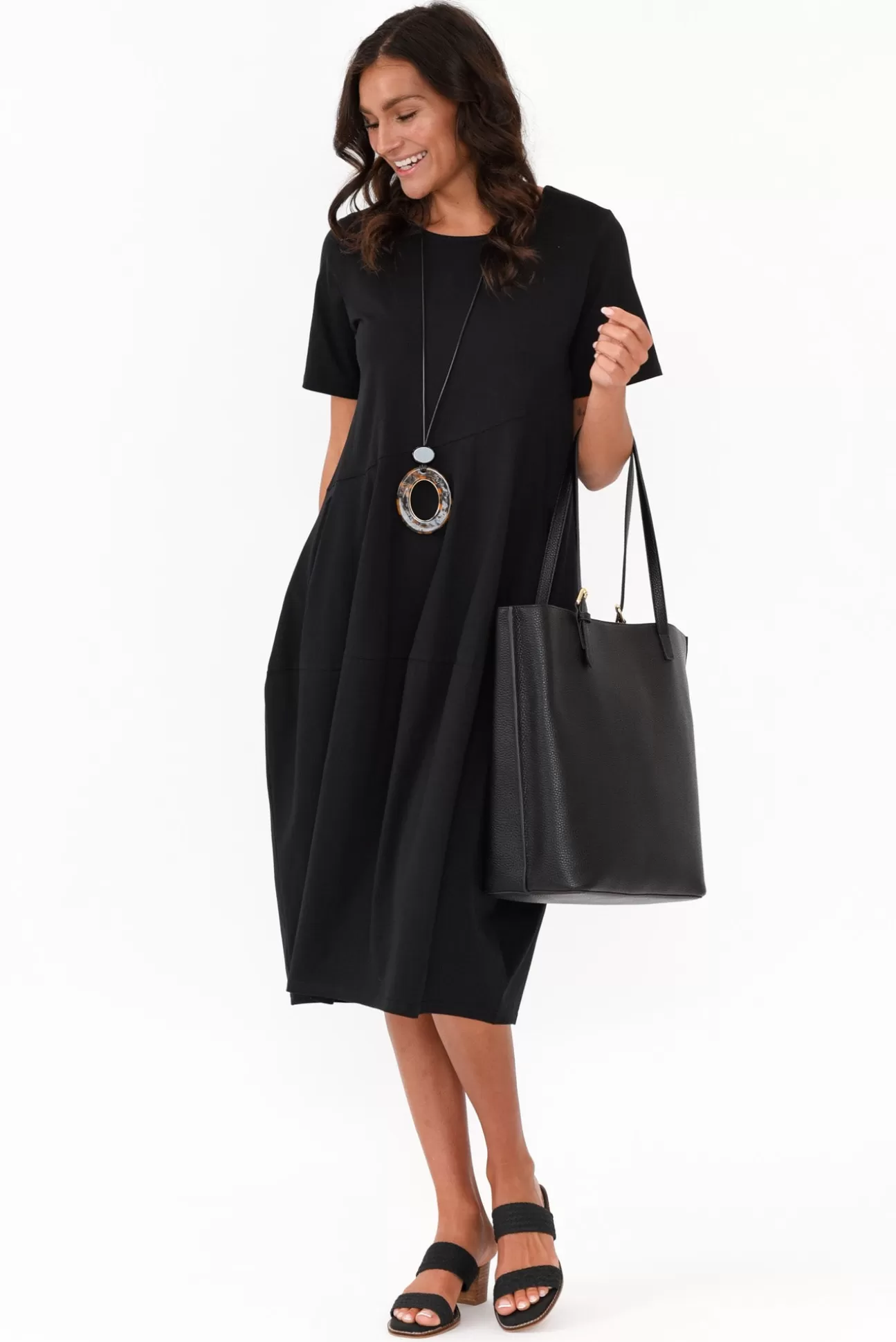 Tirelli Morgan Black Diagonal Seam Dress Best Sale