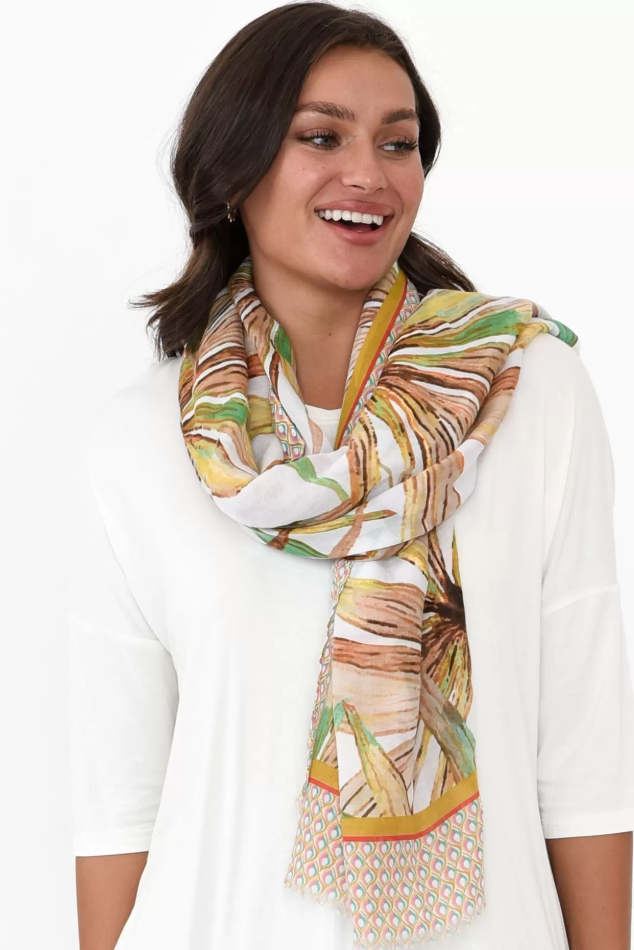 Enhance Morgan Green Leaf Scarf Discount