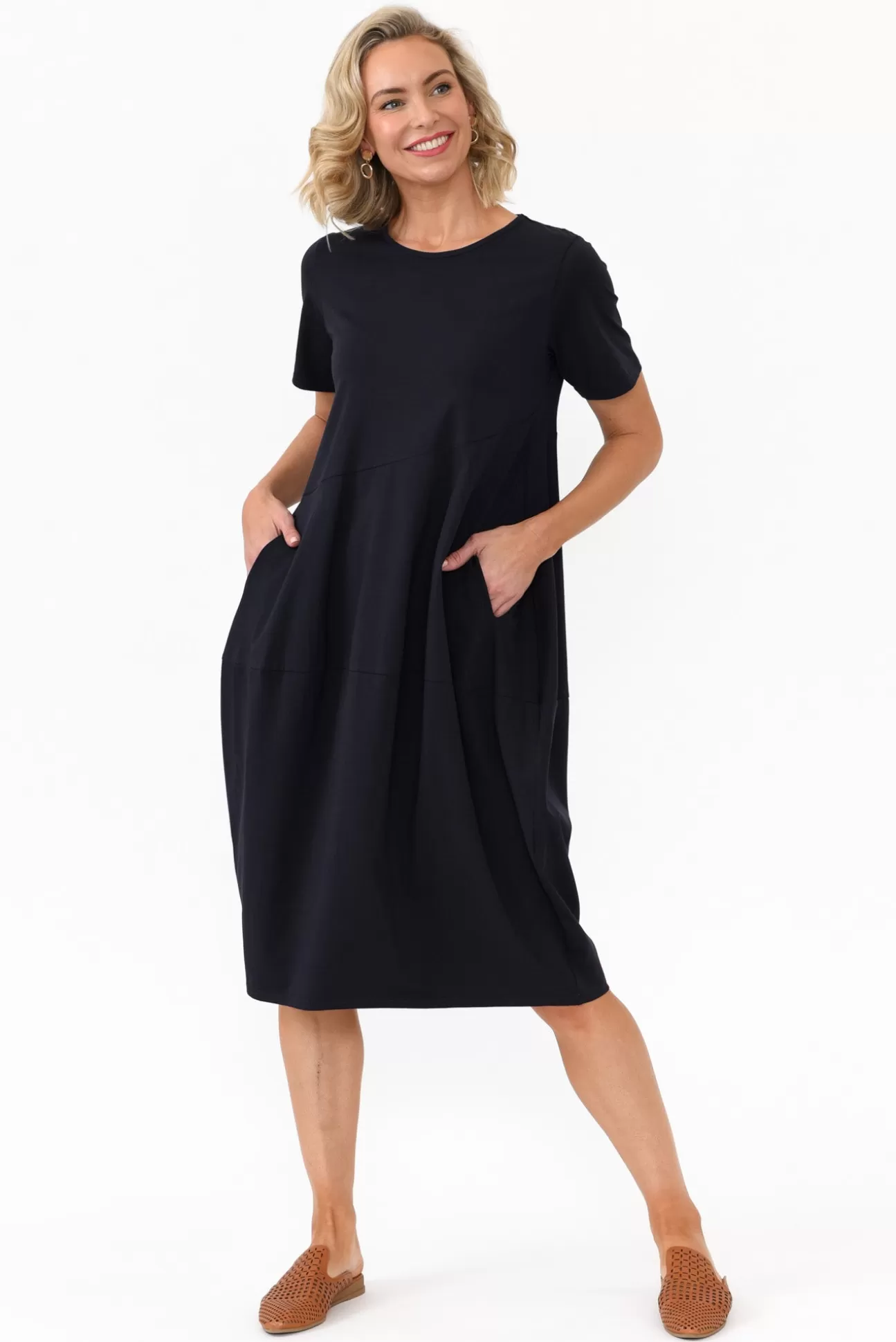 Tirelli Morgan Navy Diagonal Seam Dress Shop