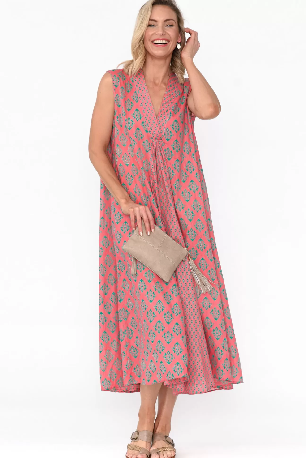 Mozaic Mossman Pink Geo Cotton Dress Fashion