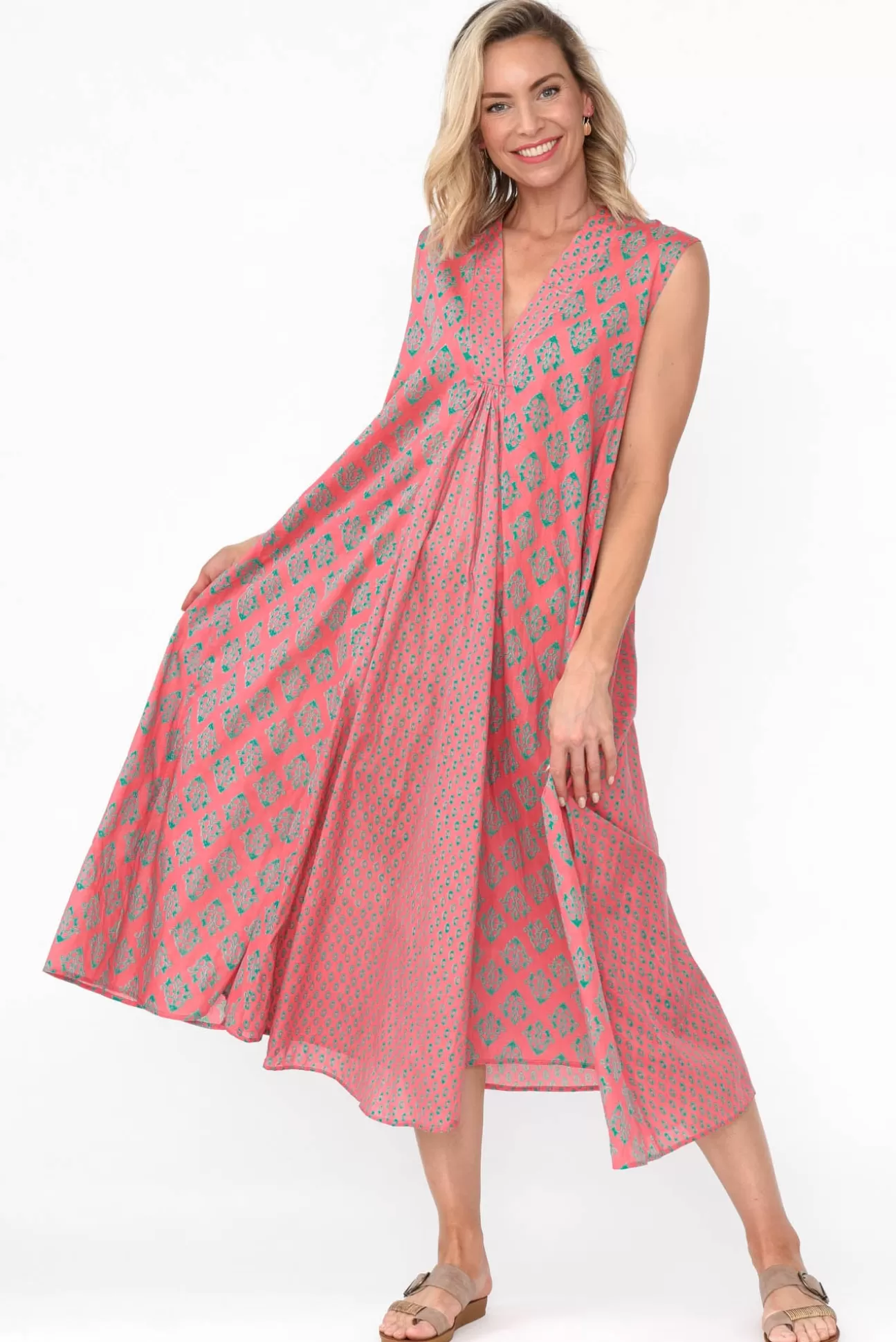 Mozaic Mossman Pink Geo Cotton Dress Fashion