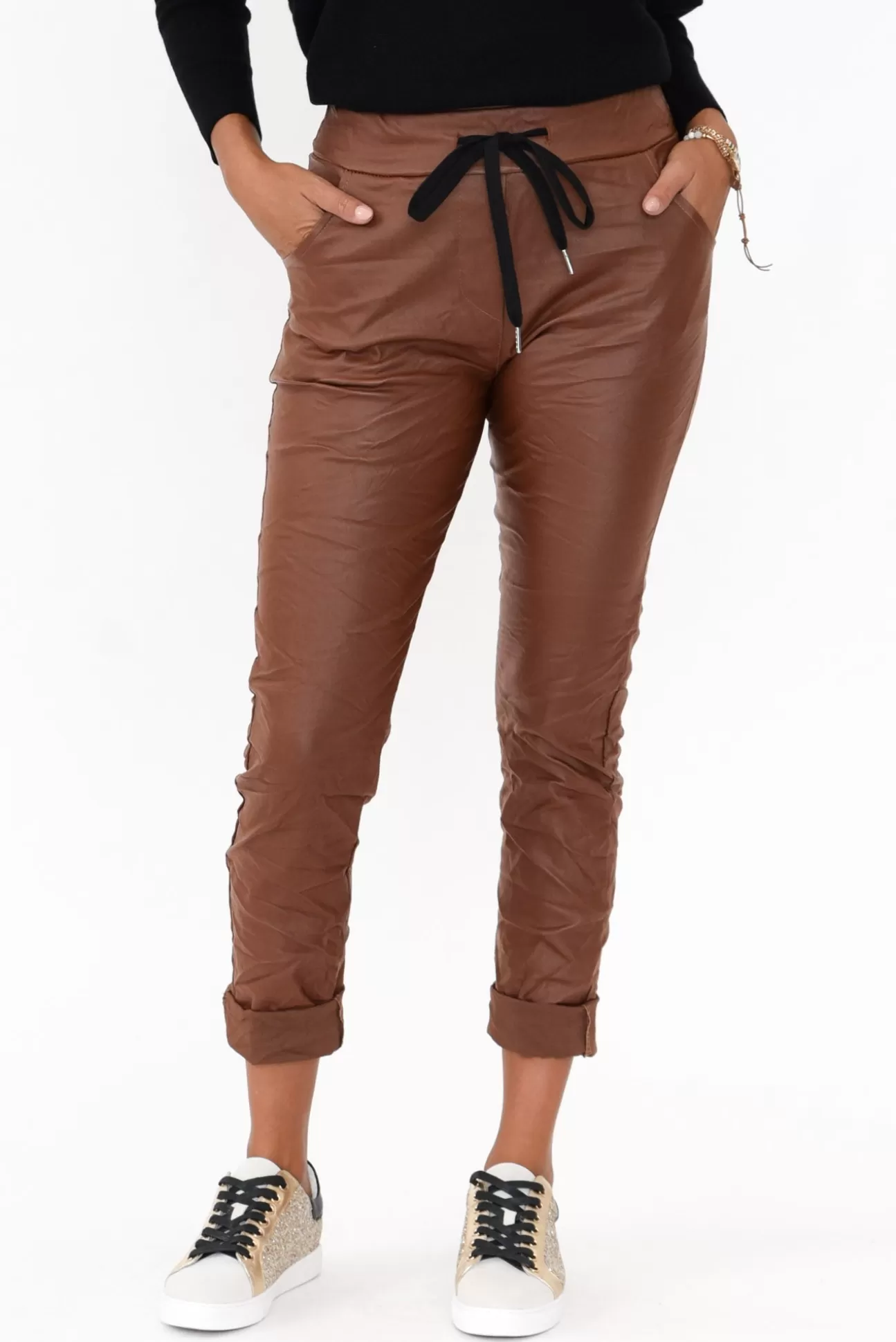 La Strada Munich Rust Wet Look Stretch Pant Best Sale