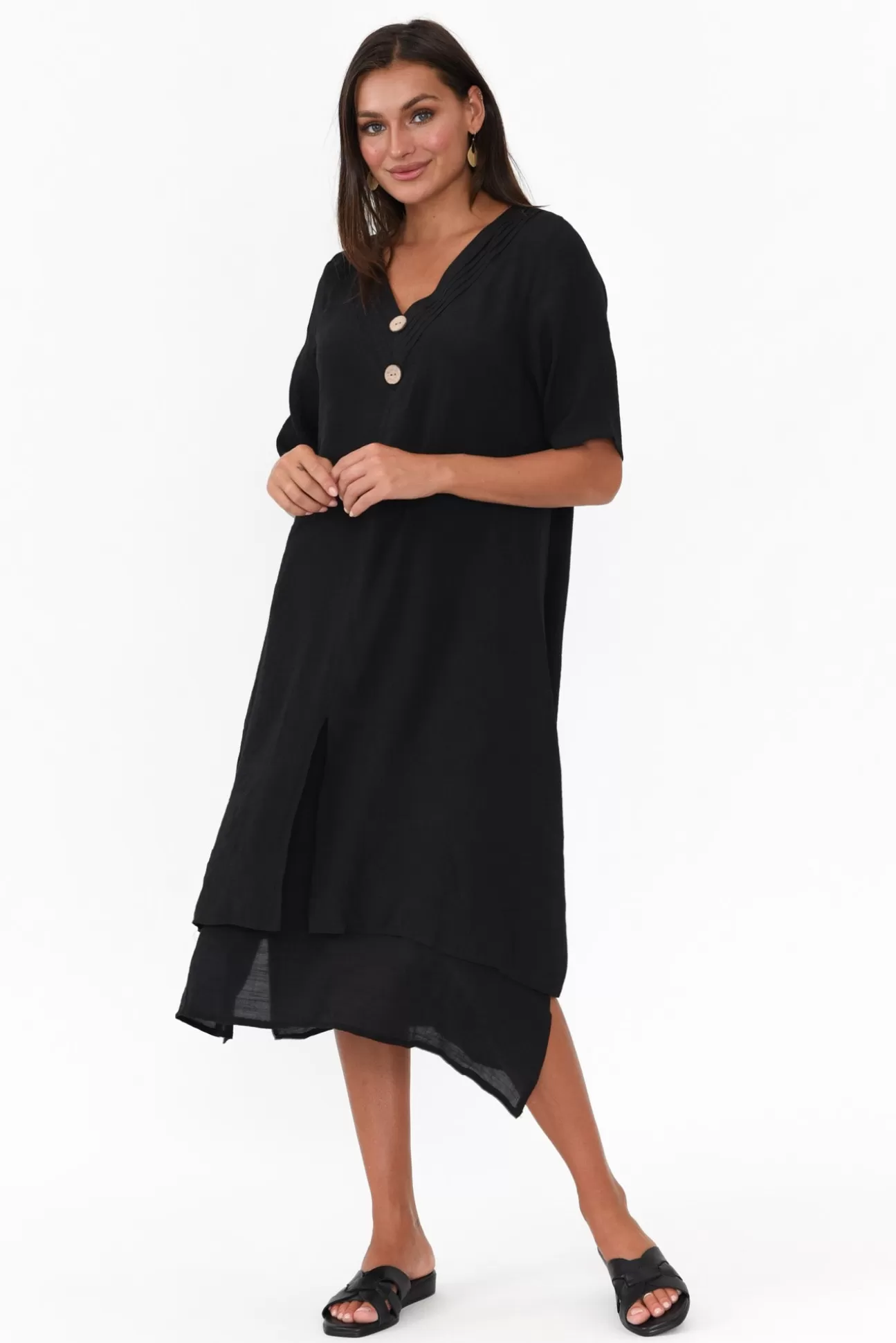 La Mode Nala Black Layers Dress Flash Sale