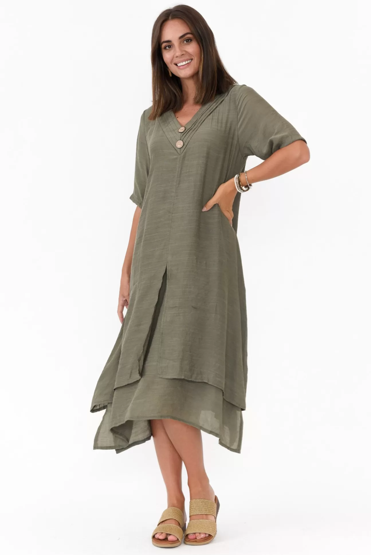 La Mode Nala Khaki Layers Dress Shop