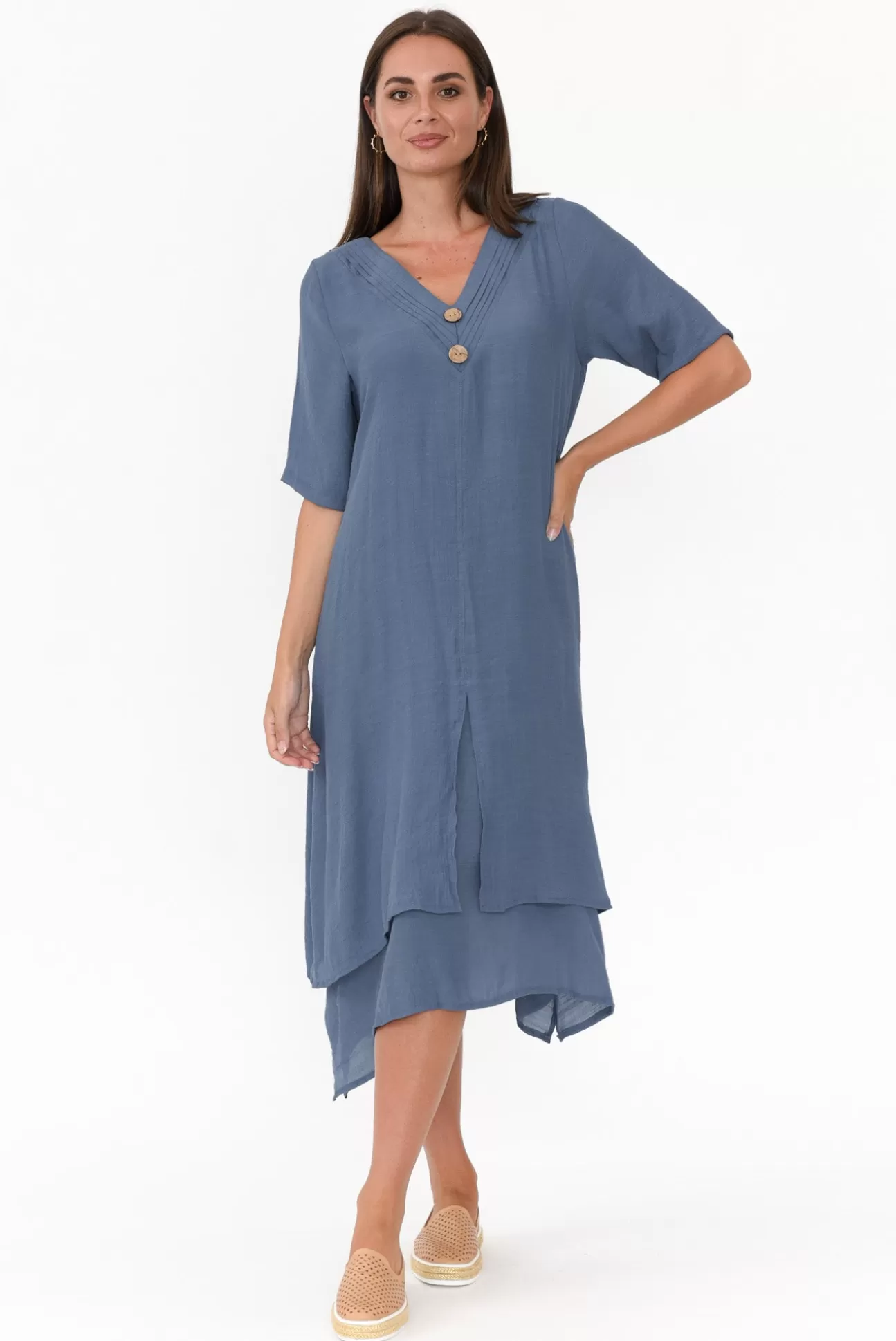 La Mode Nala Vintage Blue Layers Dress Online