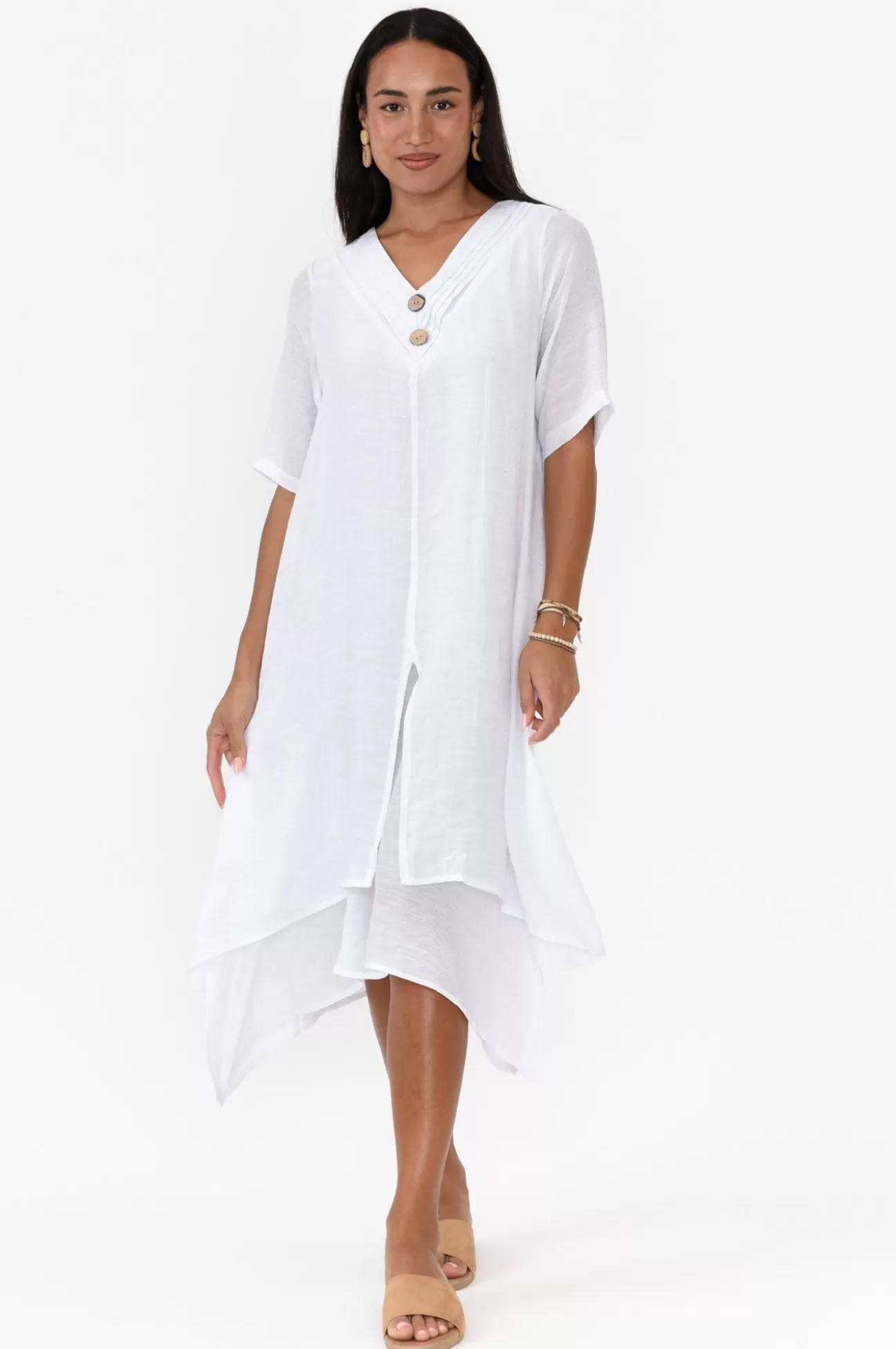 La Mode Nala White Layers Dress Cheap