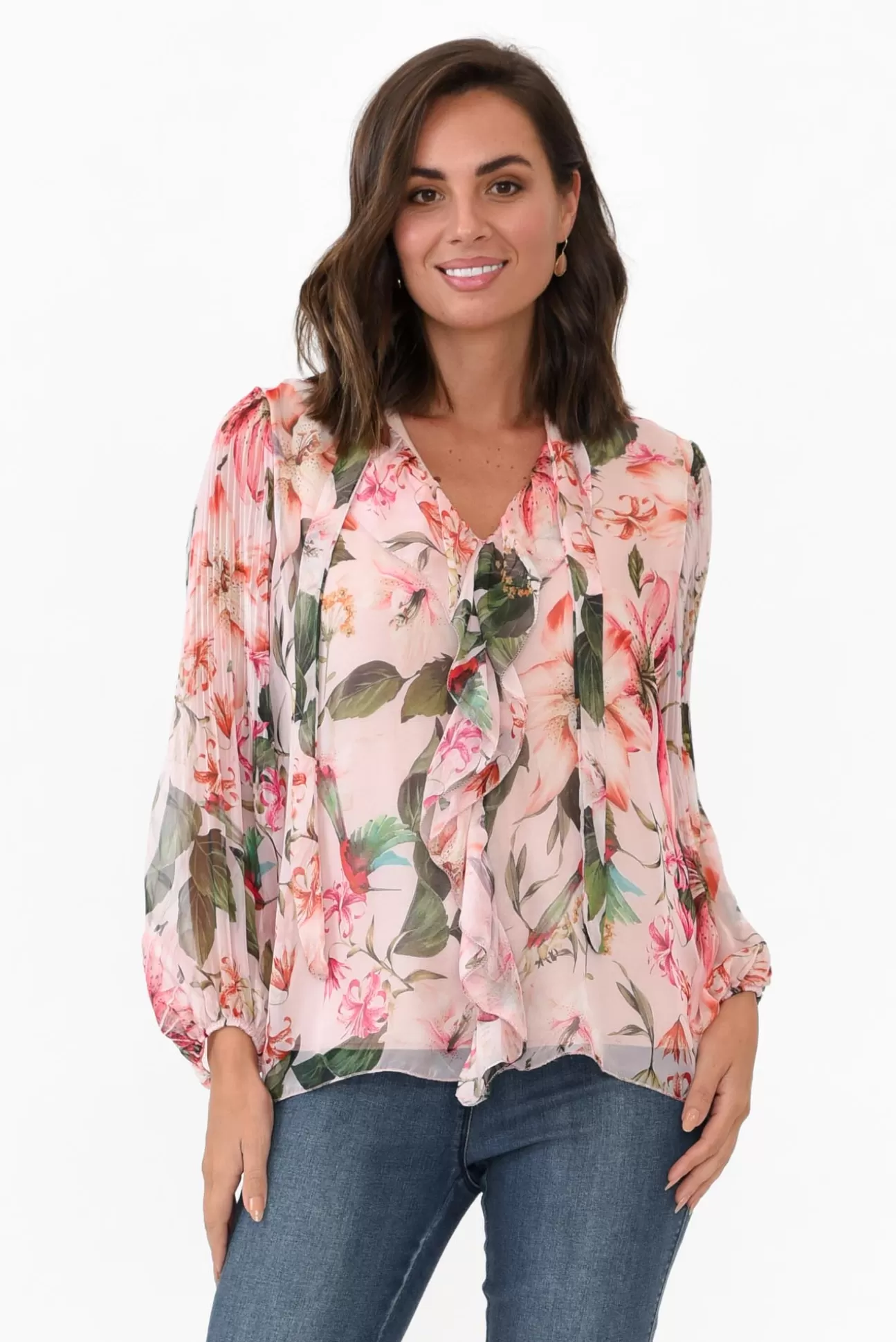 L'amore Narda Blush Garden Frill Top Shop