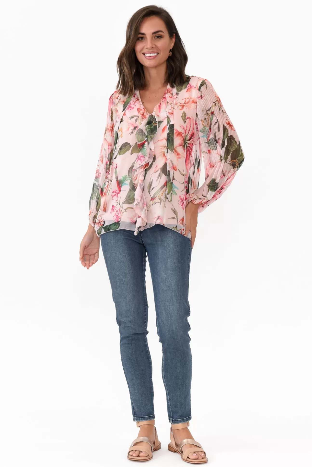 L'amore Narda Blush Garden Frill Top Shop