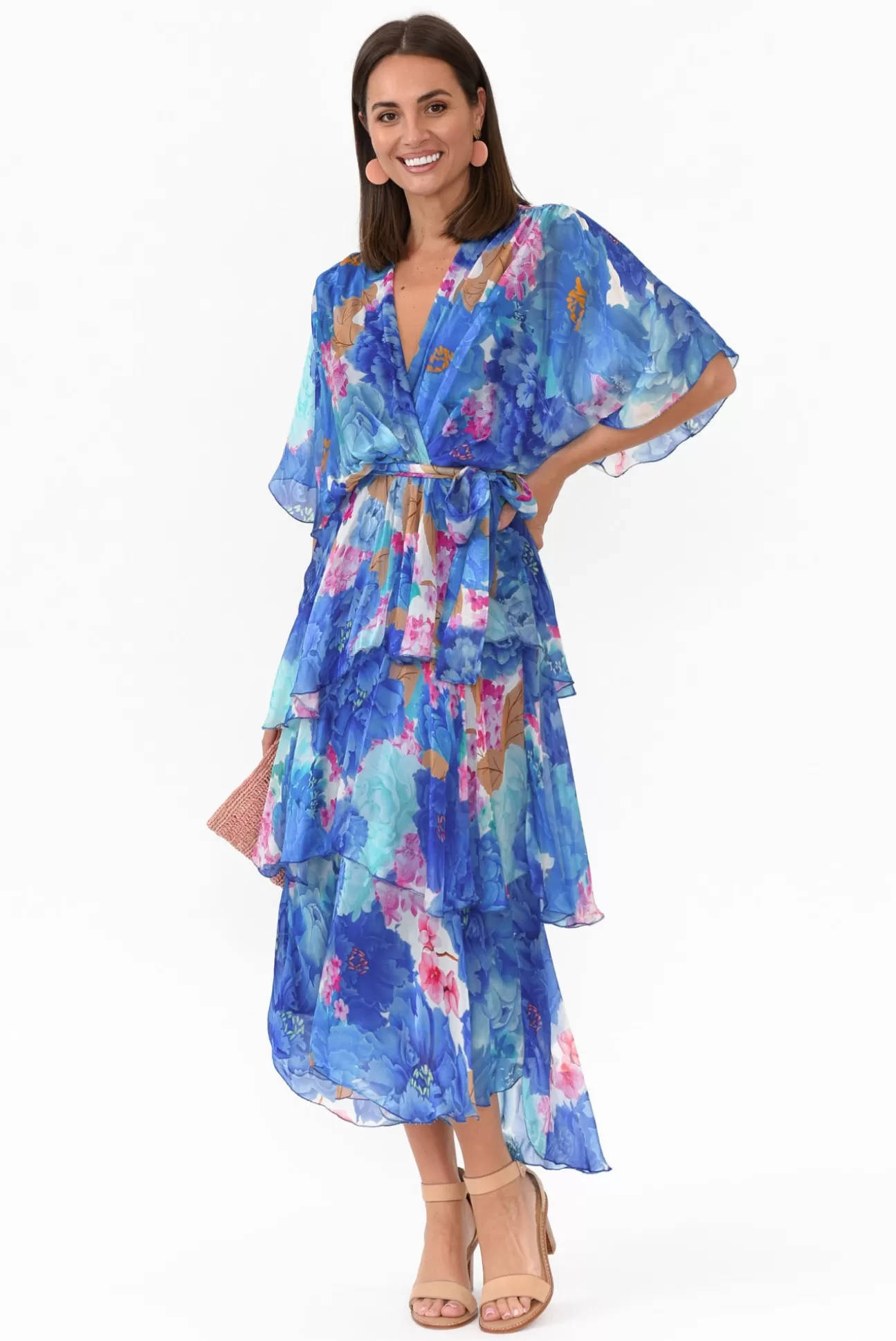 La Strada Natalie Cobalt Flower Silk Layer Dress Best