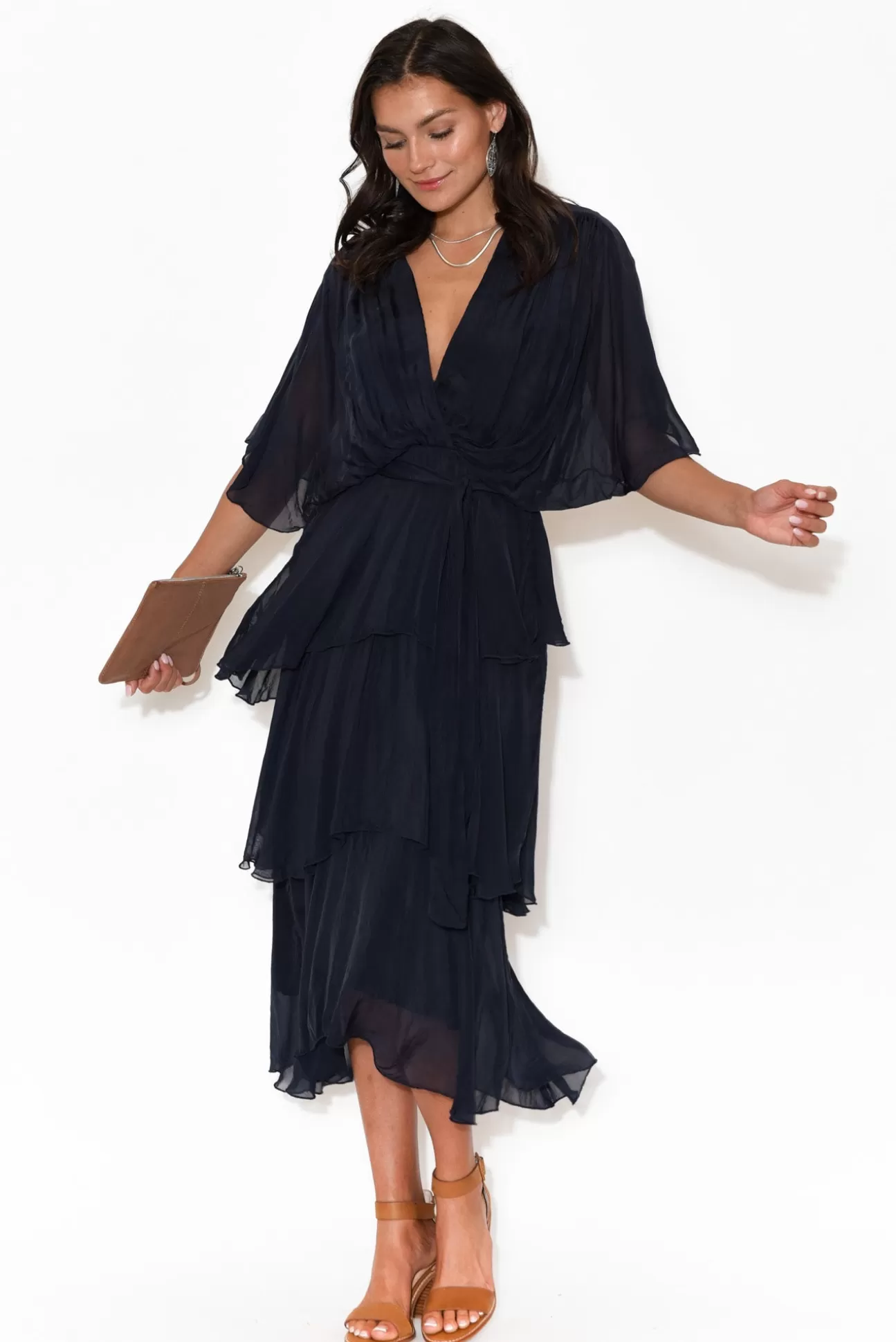 La Strada Natalie Navy Silk Layer Dress Fashion