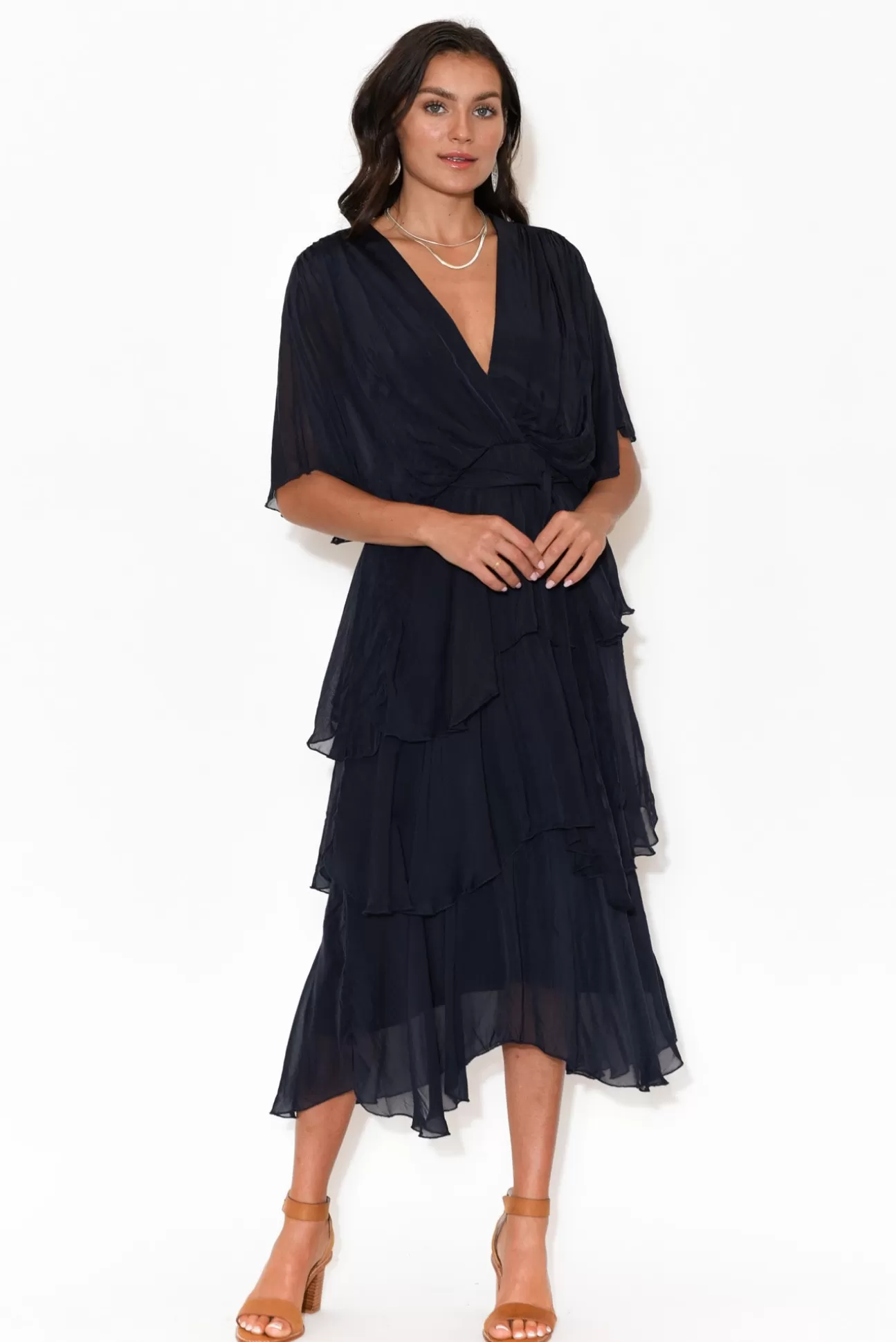 La Strada Natalie Navy Silk Layer Dress Fashion