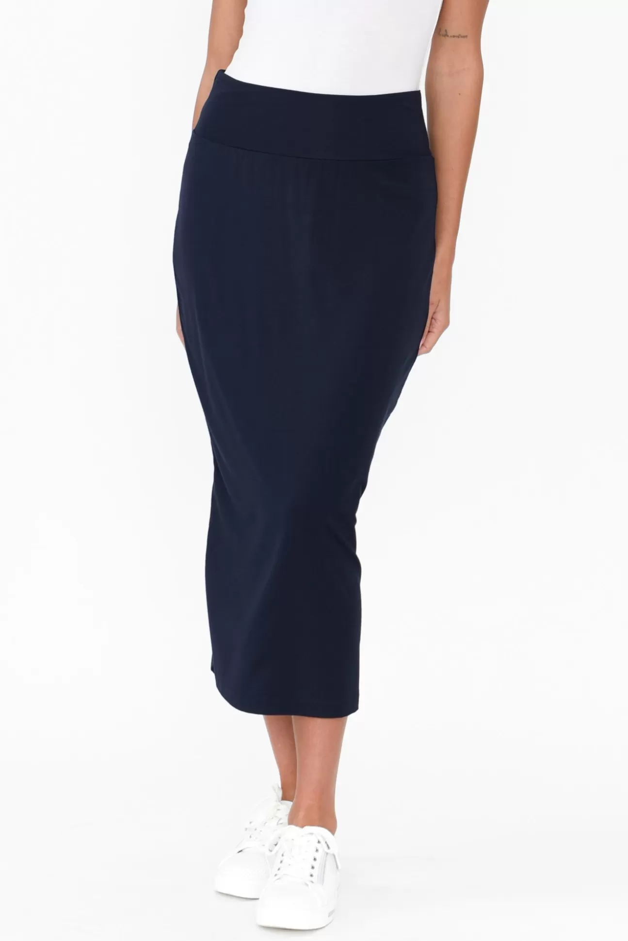 Lou Lou Navy Bamboo Maxi Tube Skirt Fashion