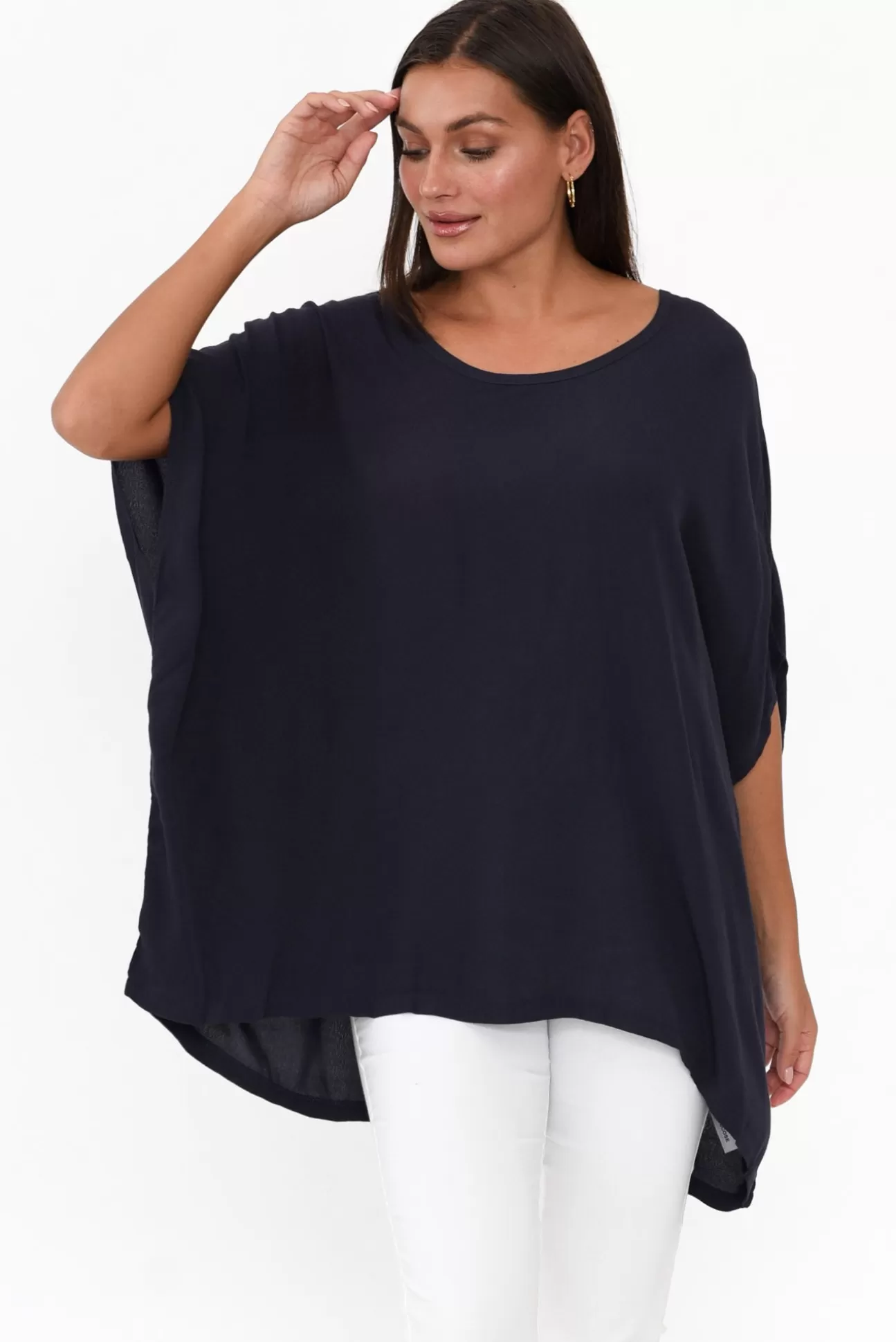 Boho Navy Drape Top Fashion