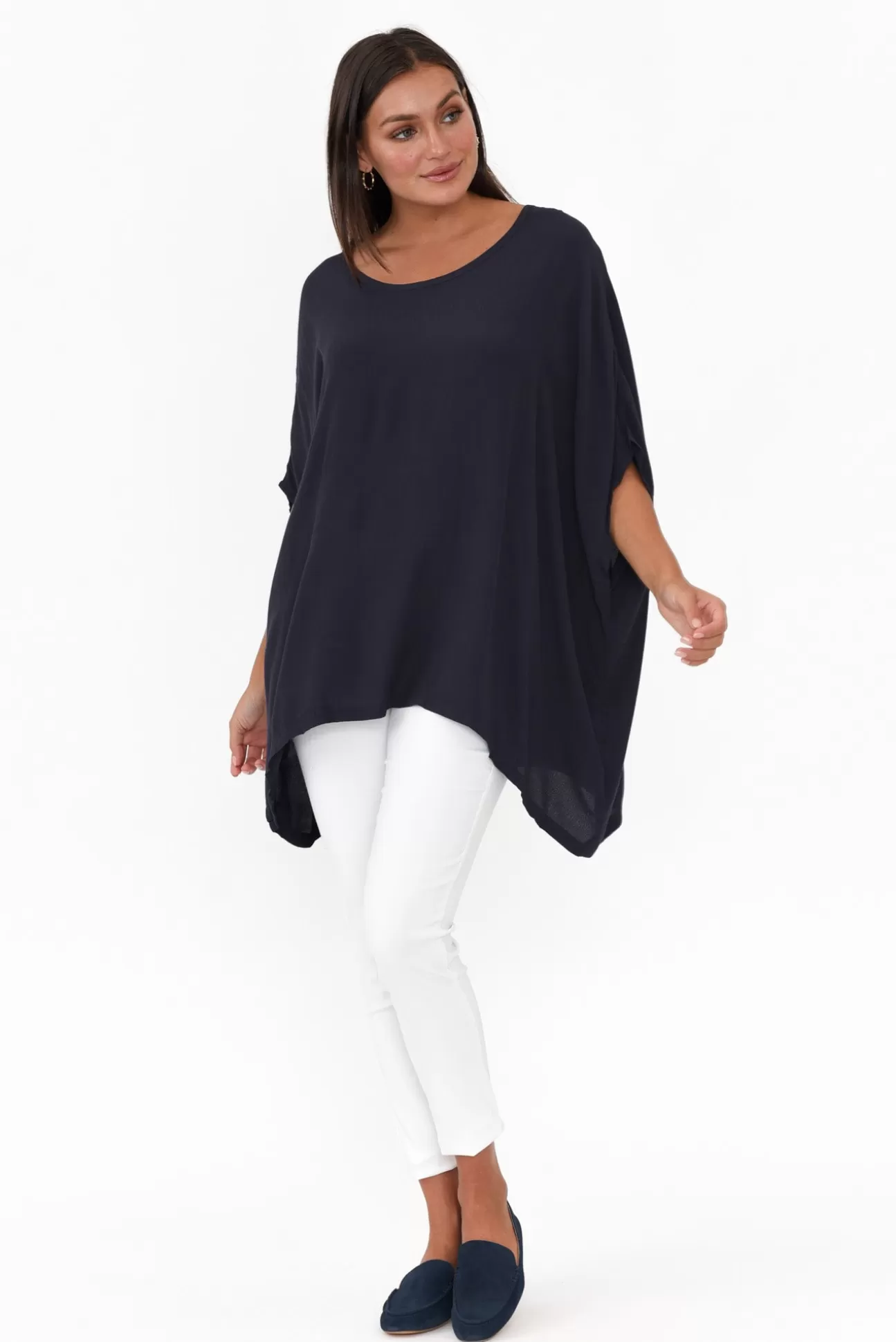 Boho Navy Drape Top Fashion