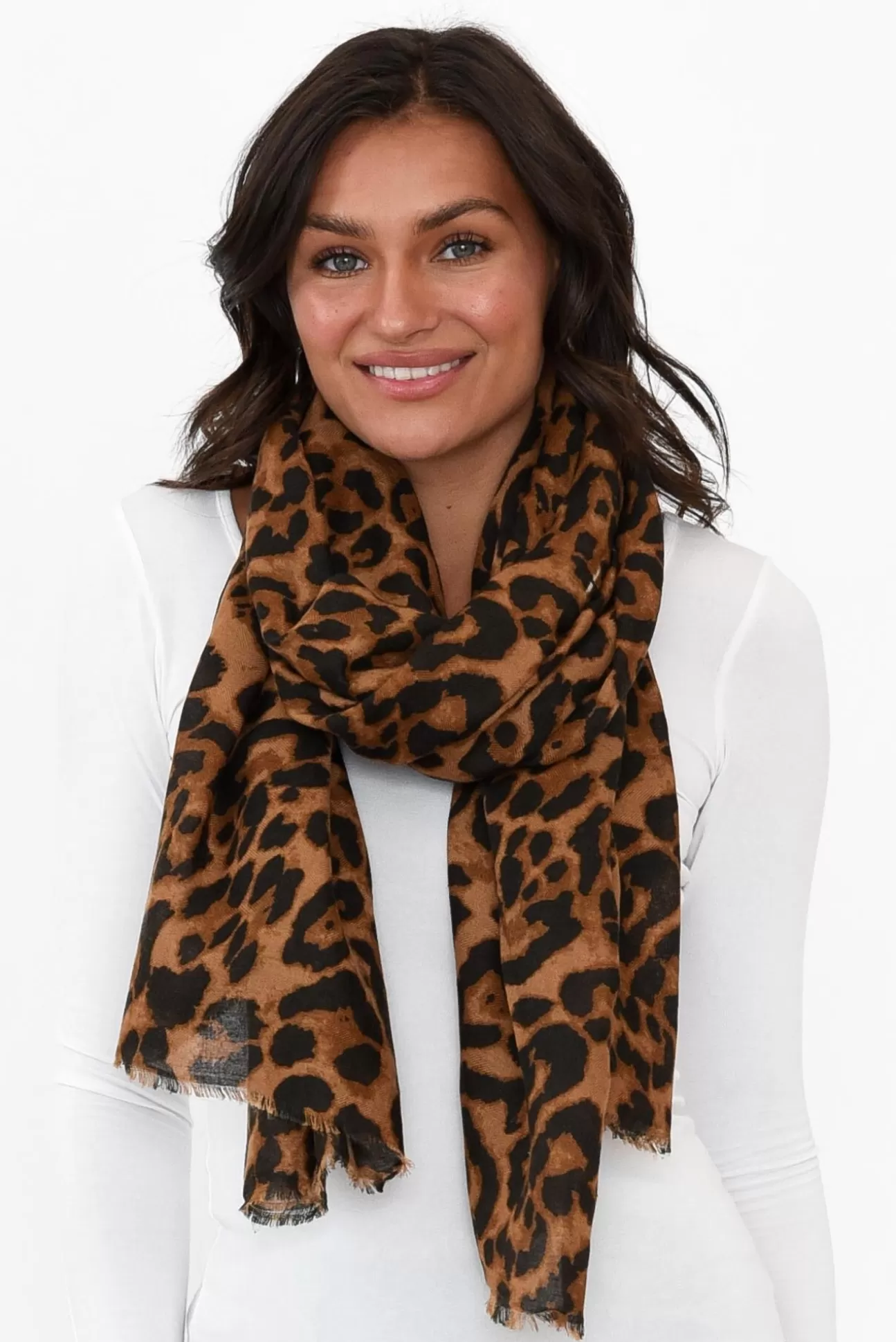 Enhance Neave Tan Leopard Scarf Fashion