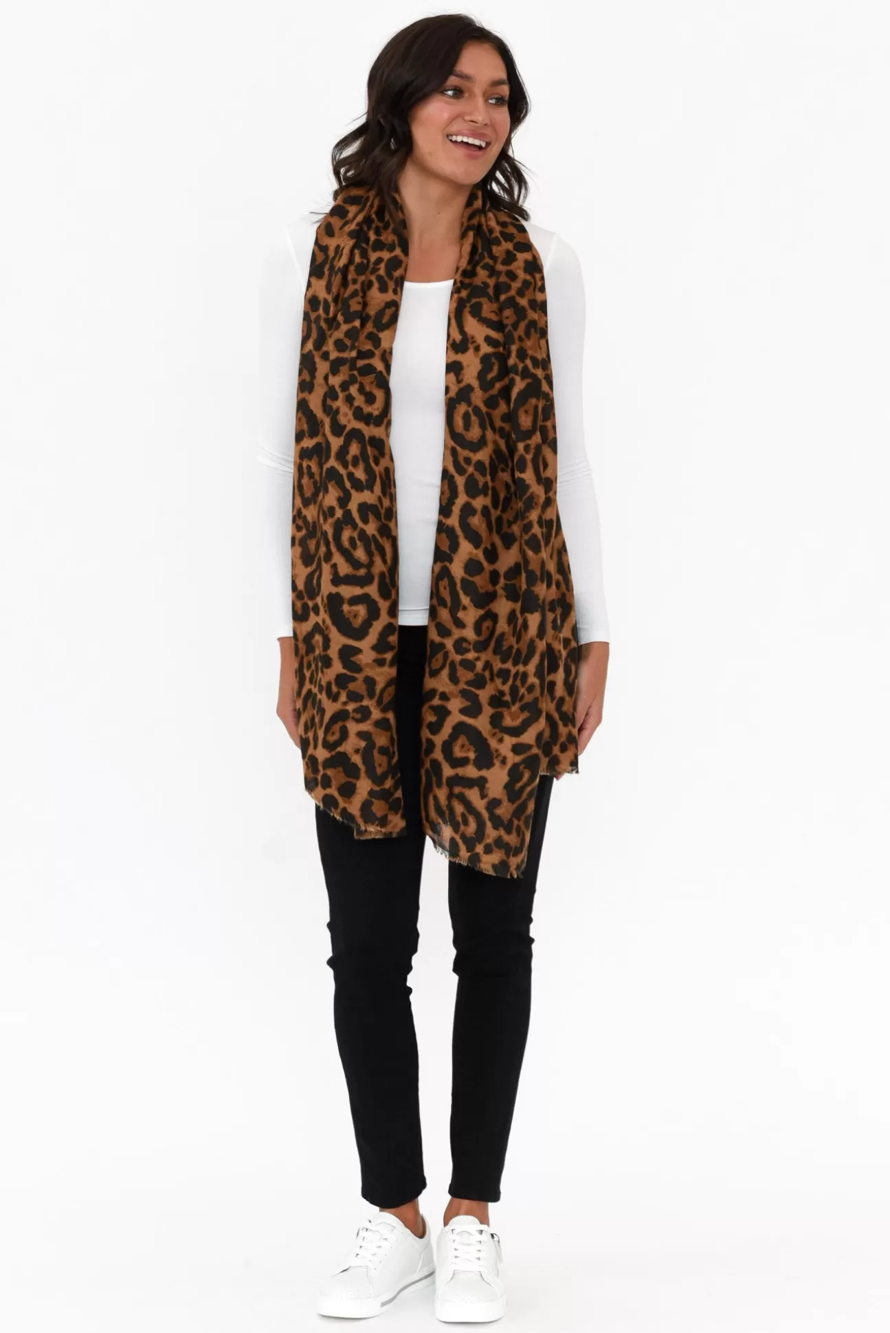 Enhance Neave Tan Leopard Scarf Fashion