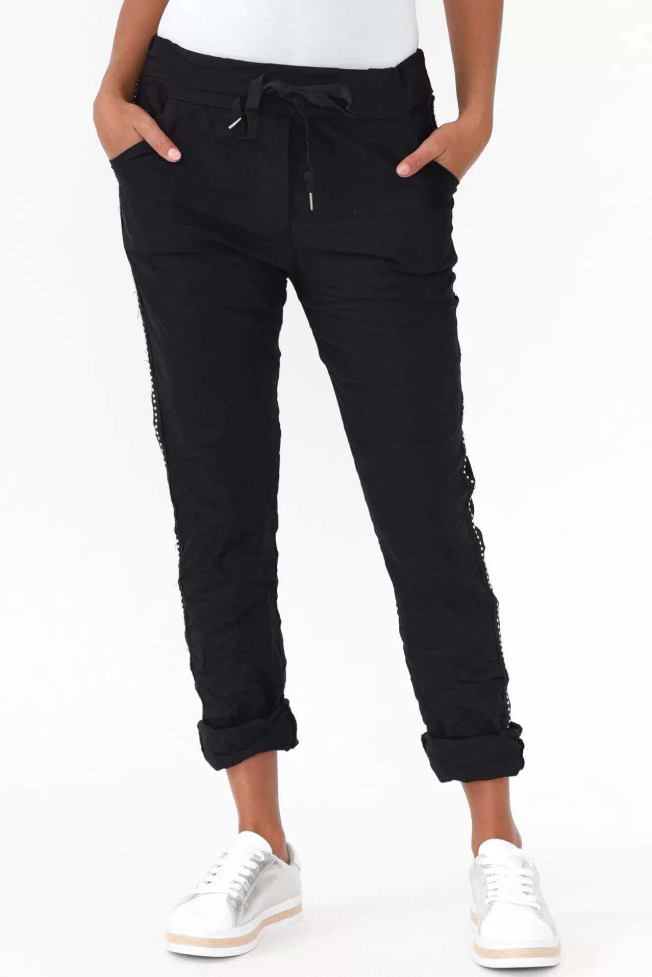 La Strada Noreen Black Drawstring Pants Flash Sale