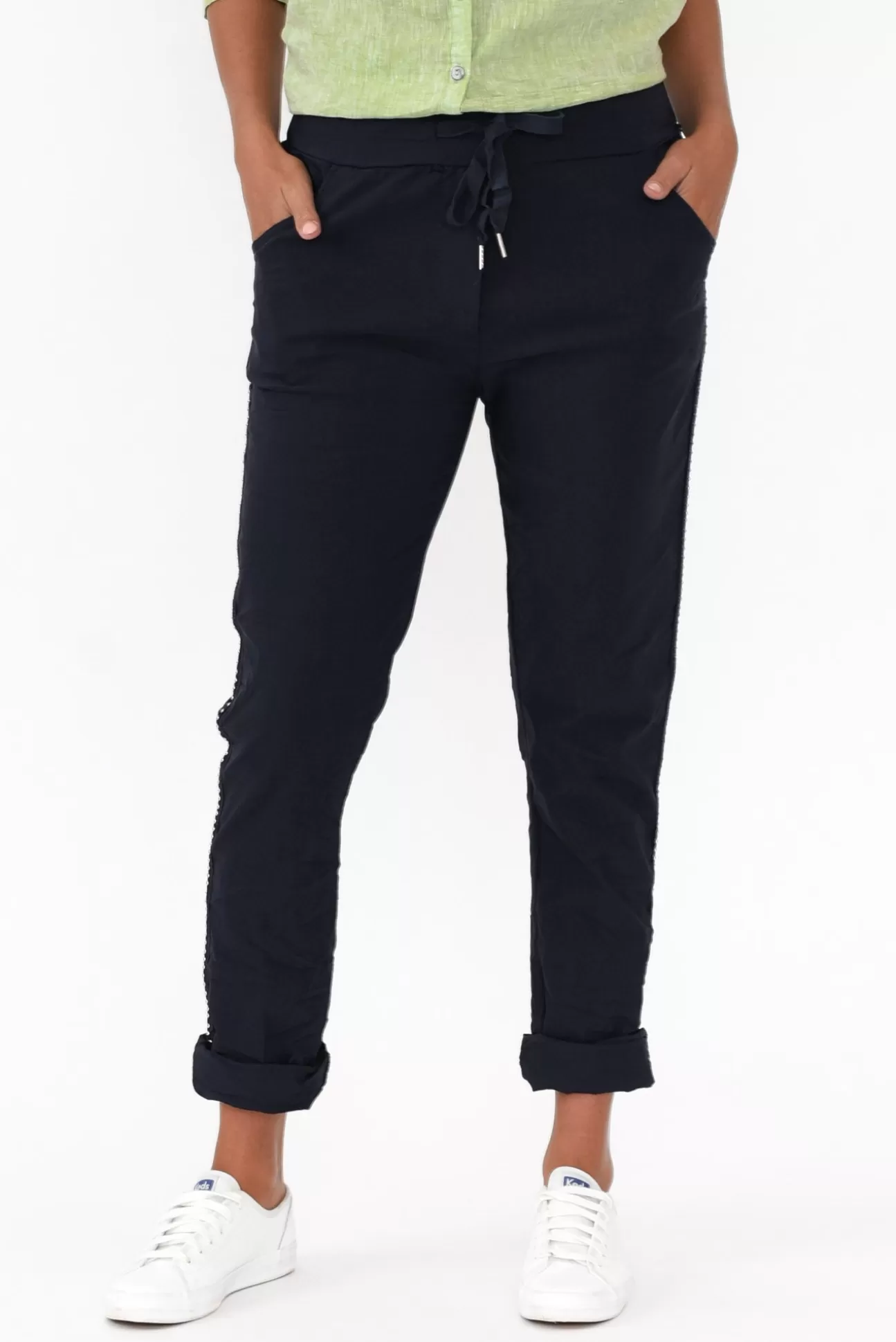 La Strada Noreen Navy Drawstring Pants Cheap