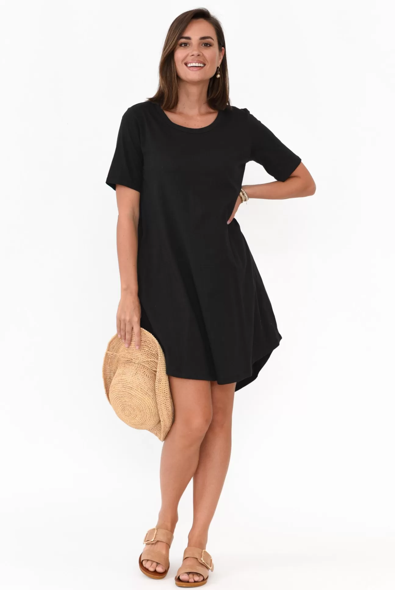 Betty Basics Nyree Black Hi Lo Cotton Dress Flash Sale