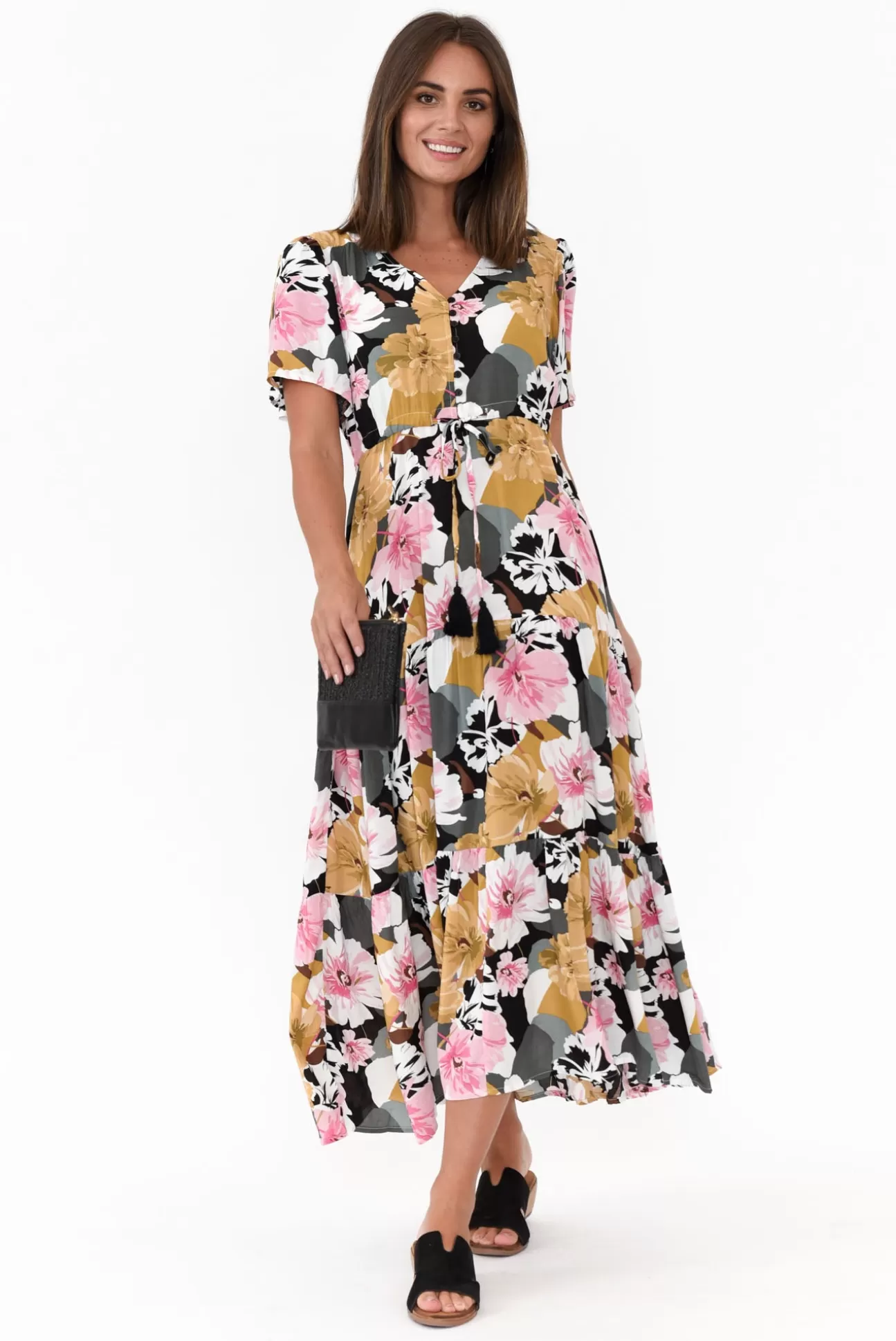 Willow Tree Octavia Pink Blossom Button Tie Dress Shop