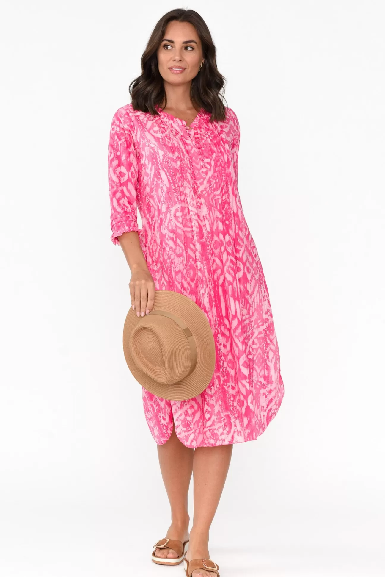 Orientique Olympus Pink Geo Organic Cotton Dress Discount