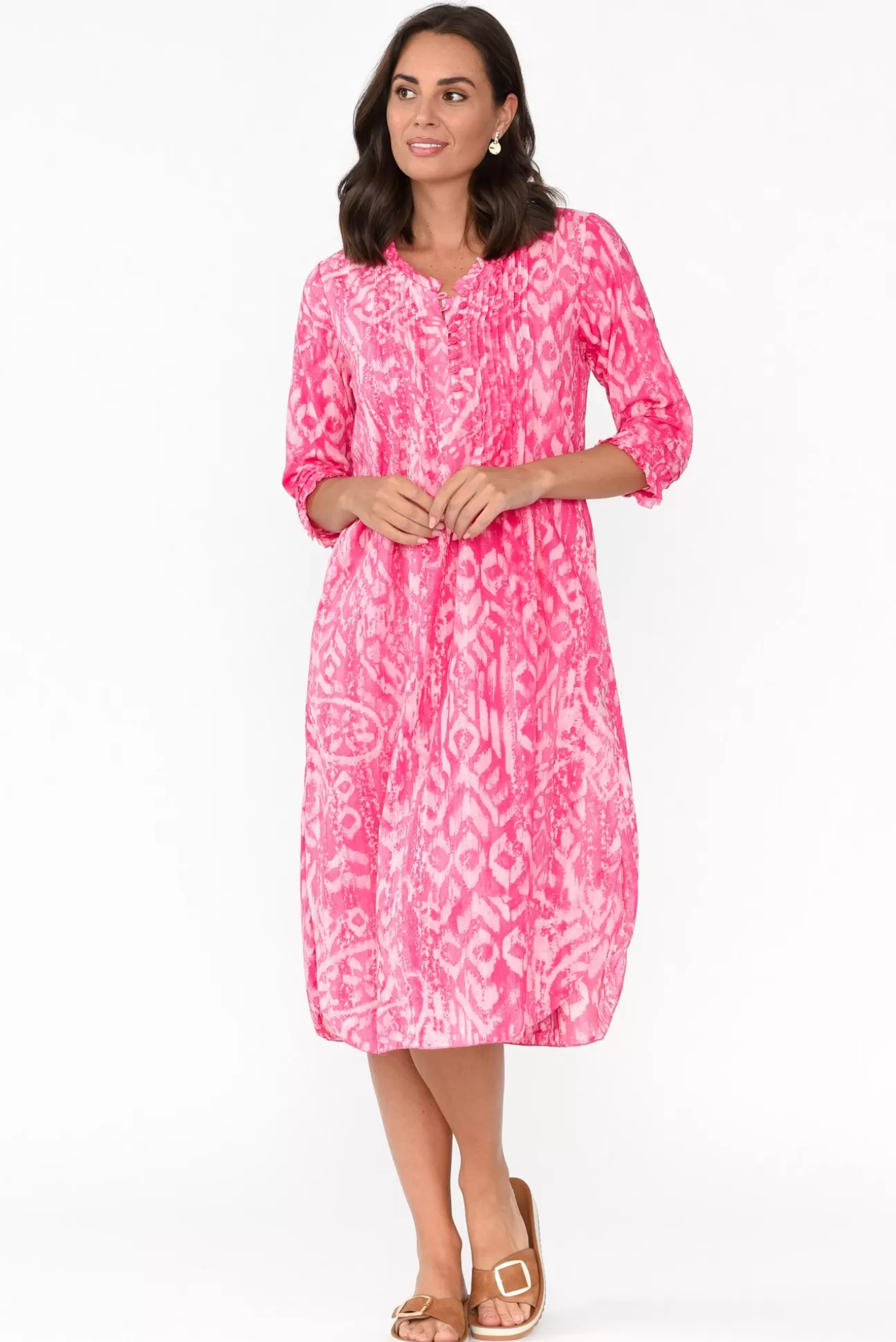 Orientique Olympus Pink Geo Organic Cotton Dress Discount