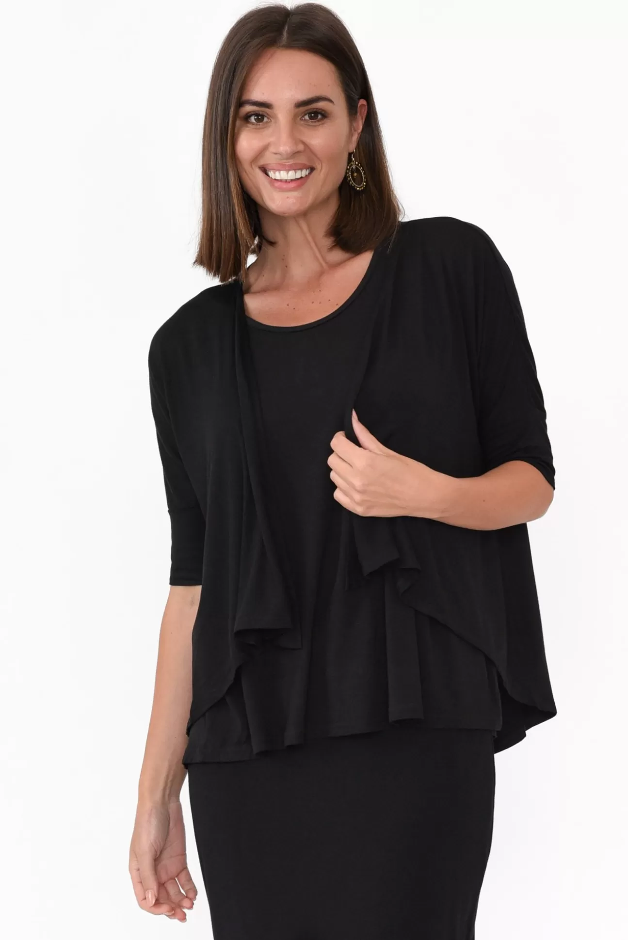 Bamboo Body Opal Black Bamboo Cardigan Fashion