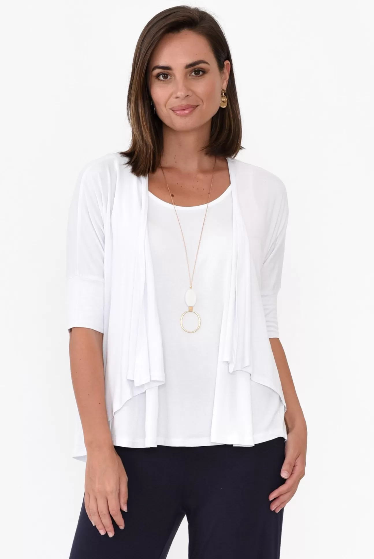 Bamboo Body Opal White Bamboo Cardigan Cheap