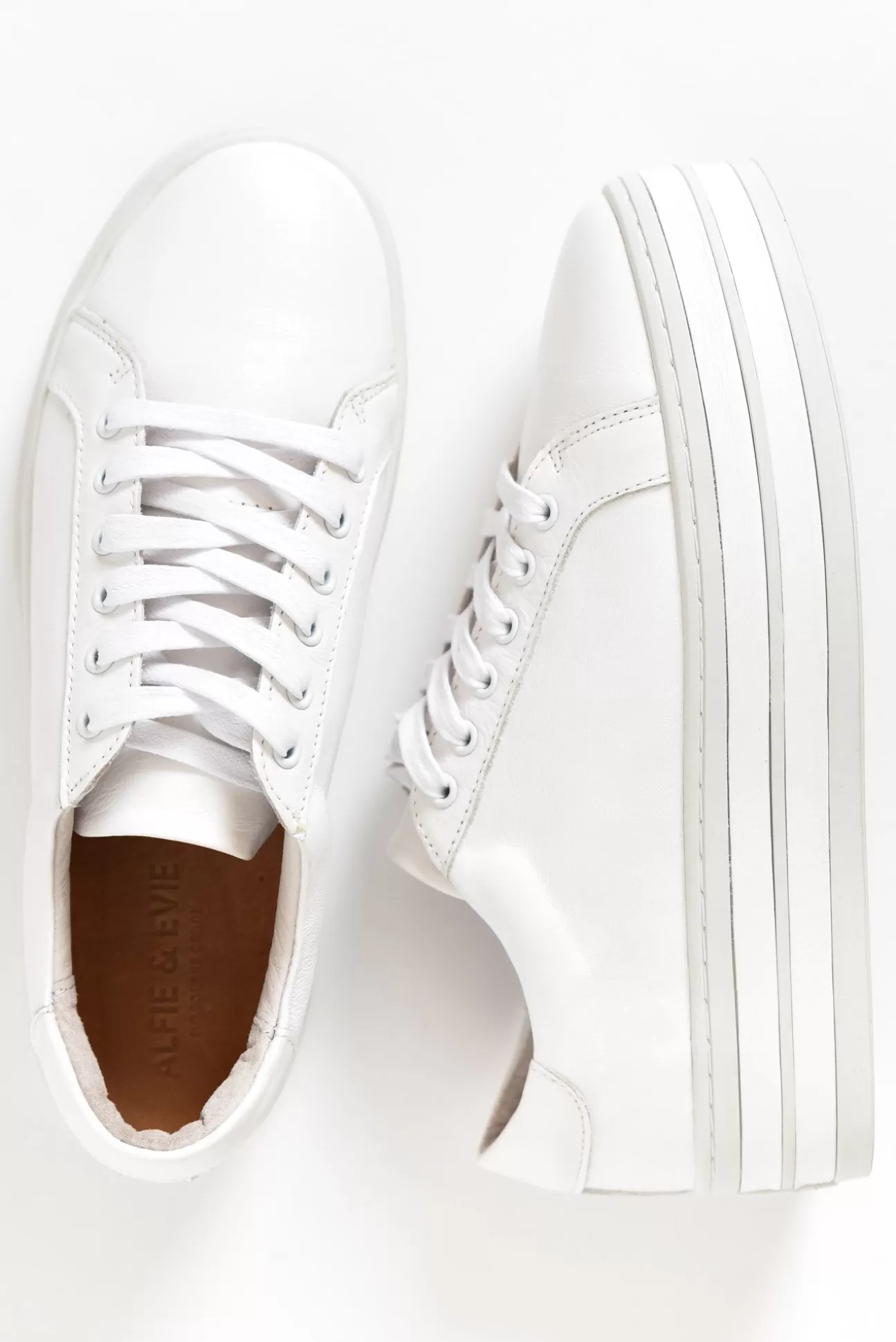 Alfie and Evie Oracle White Leather Platform Sneaker Online