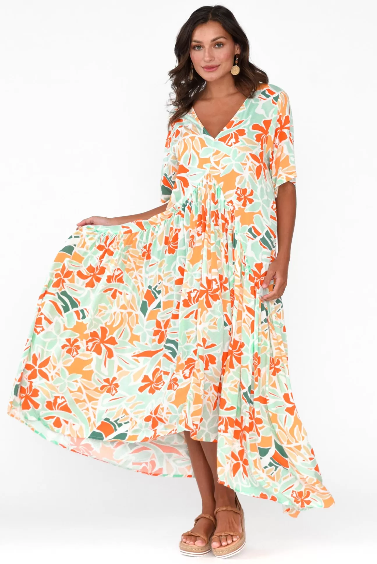 PQ Orange Garden Peak Maxi Dress Flash Sale