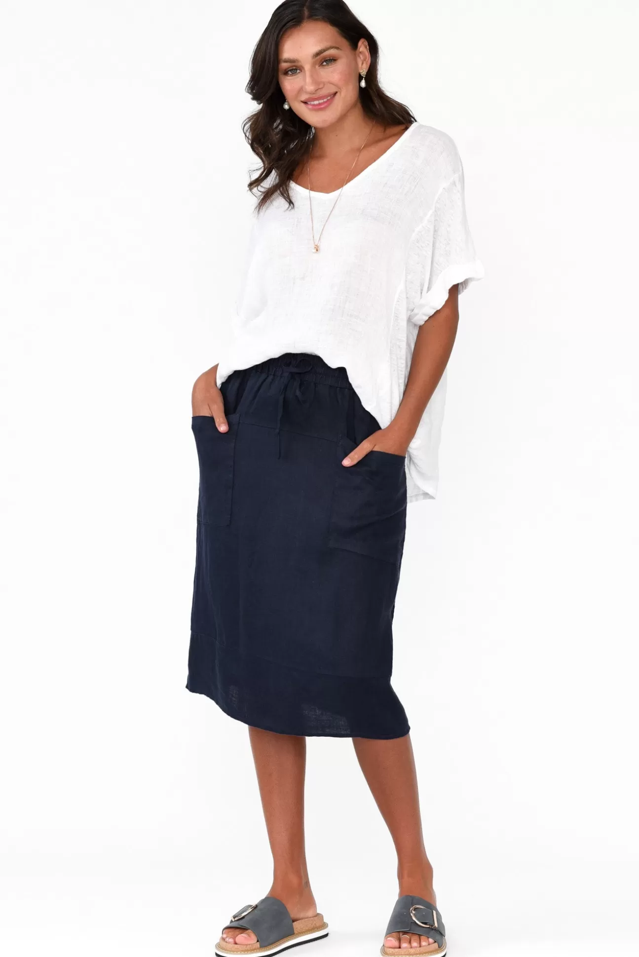 Talia Benson Oversized Anna White Linen Tee Best Sale