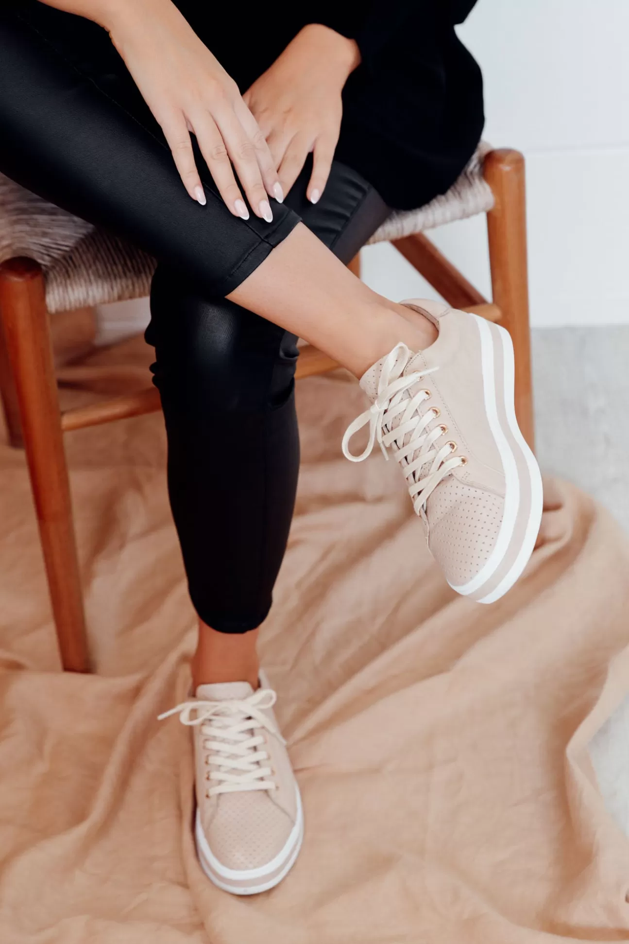 Alfie and Evie Paradise Nude Leather Sneaker Fashion