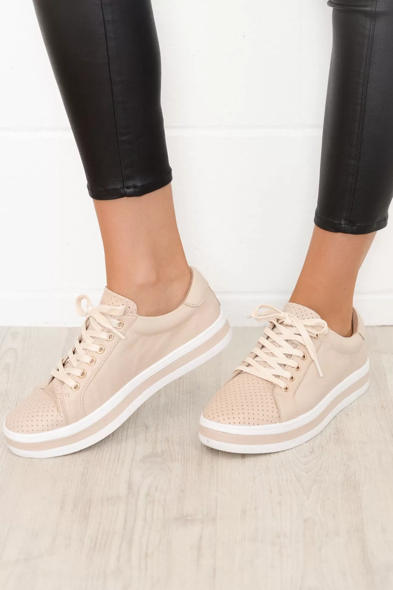 Alfie and Evie Paradise Nude Leather Sneaker Fashion