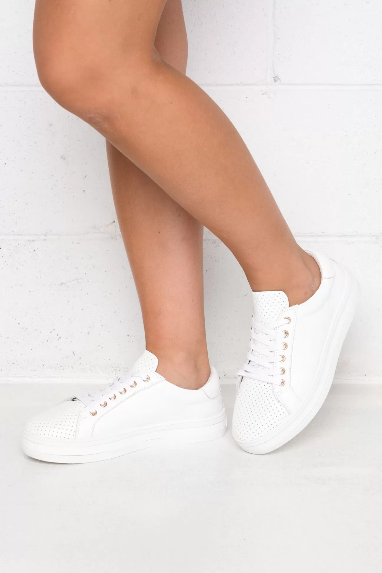 Alfie and Evie Paradise White Leather Sneaker Cheap