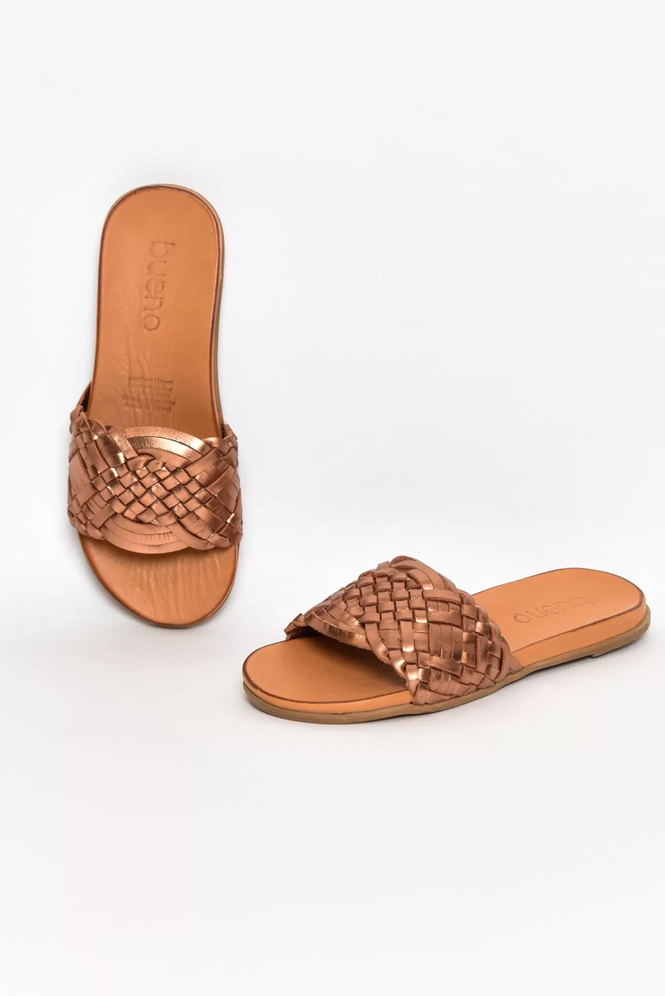 Bueno Paris Bronze Leather Woven Slide Cheap