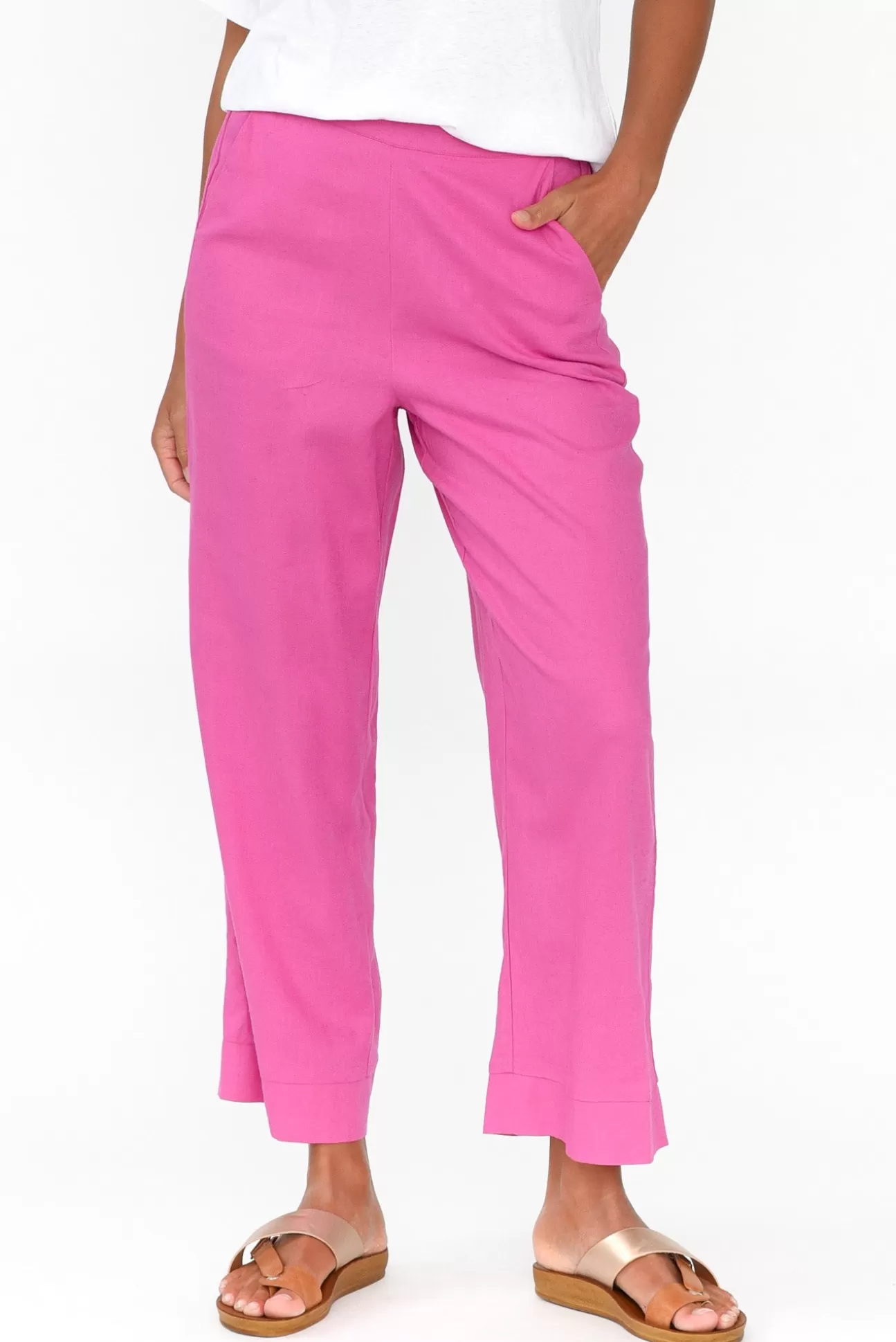 Betty Basics Parker Hot Pink Linen Blend Pant Sale