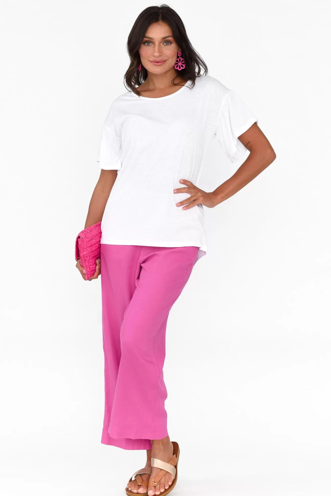 Betty Basics Parker Hot Pink Linen Blend Pant Sale