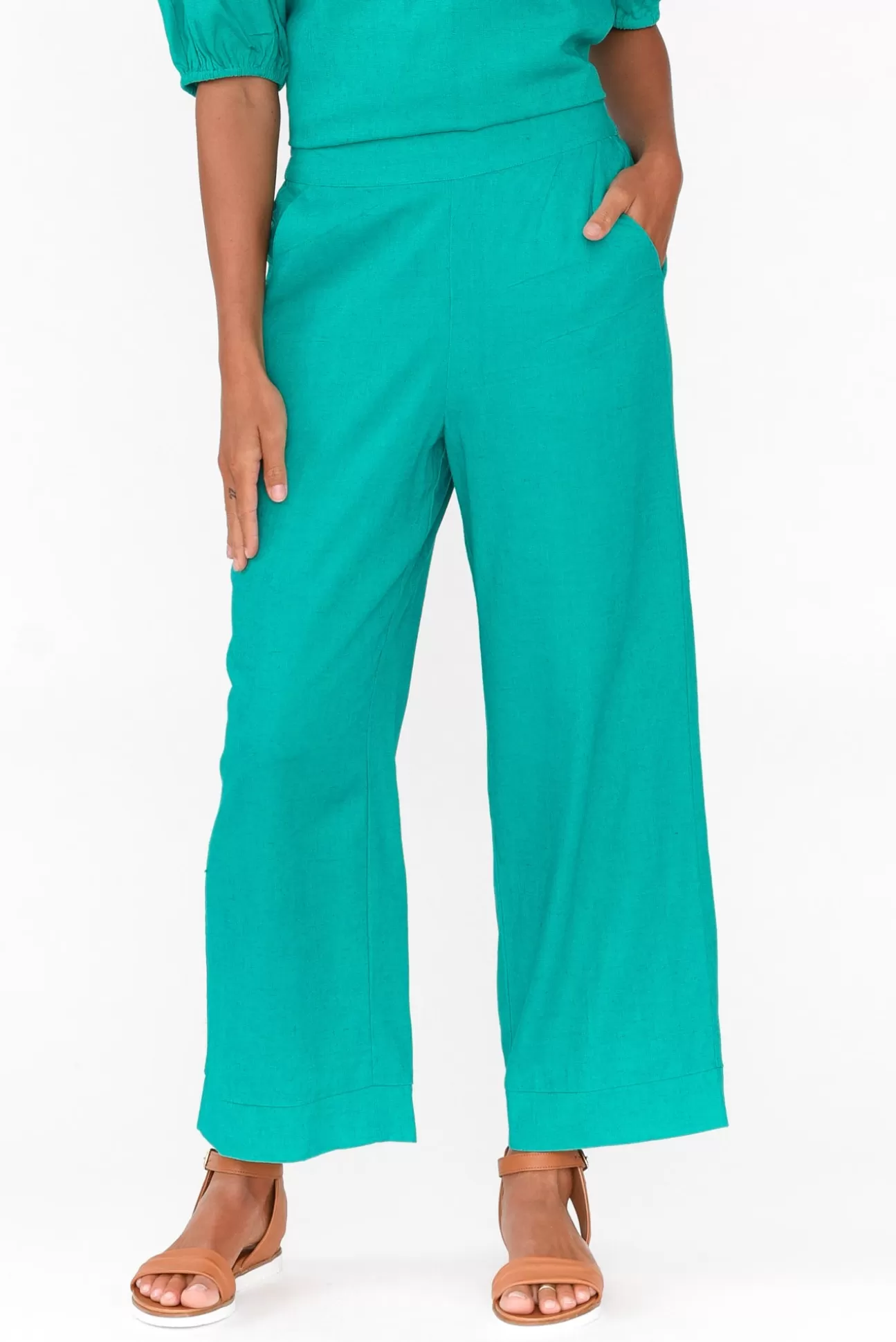 Betty Basics Parker Teal Linen Blend Pant Online