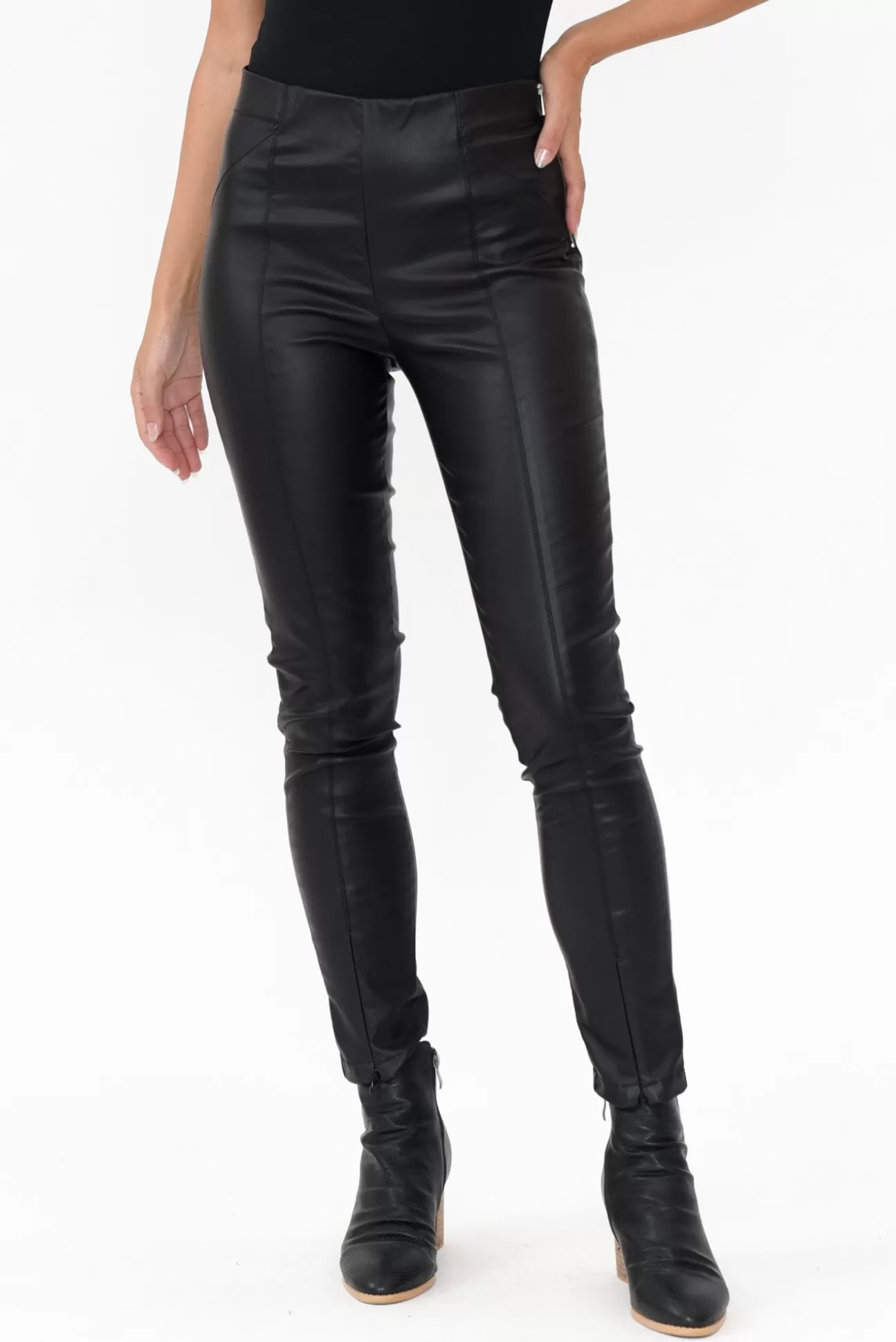 Fate Becker Past Black Wet Look Pant Cheap