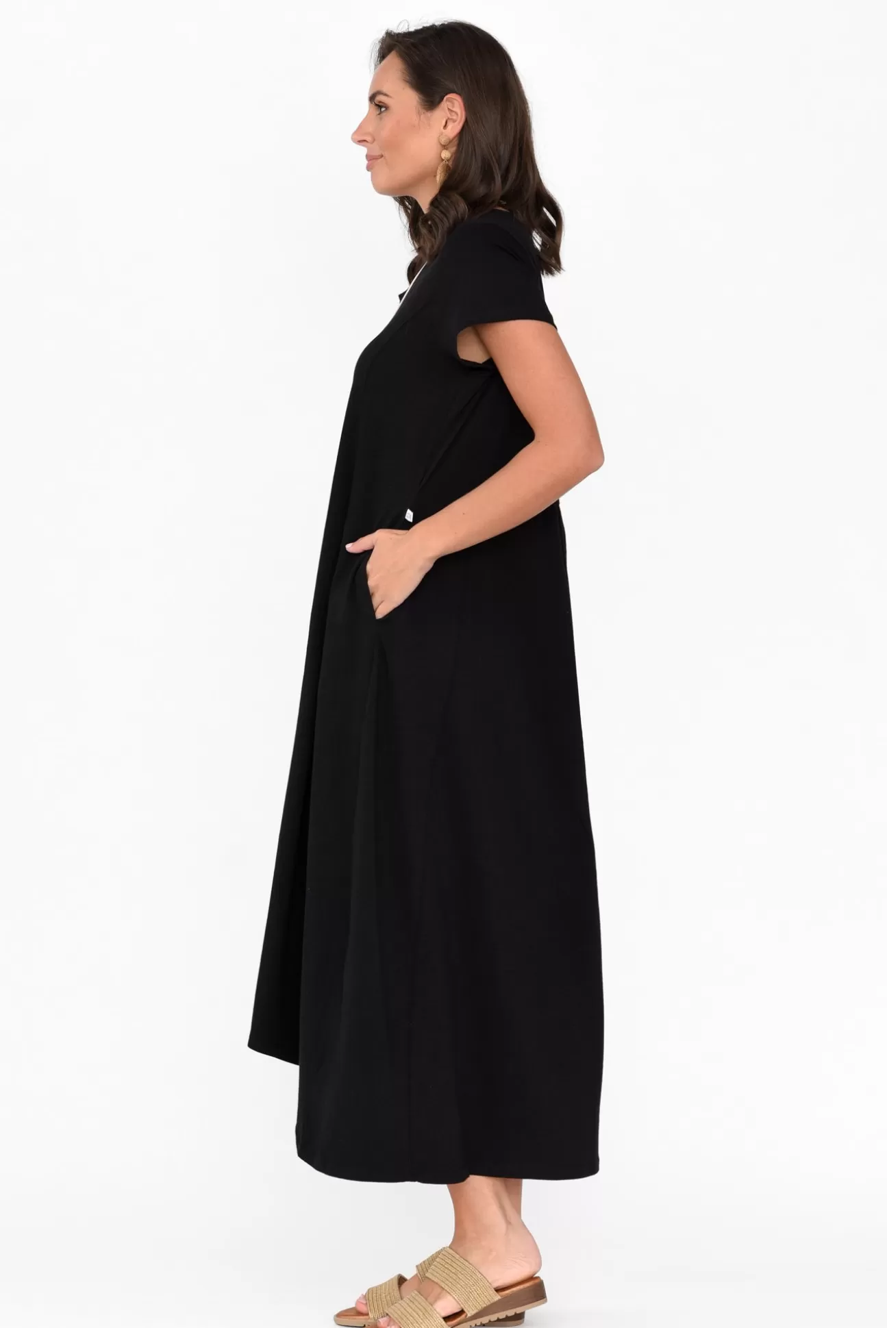 One Ten Willow Patrick Black Cotton Pocket Dress Shop