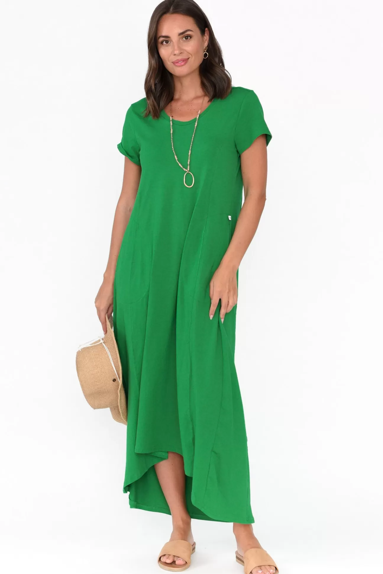 One Ten Willow Patrick Green Cotton Pocket Dress Fashion