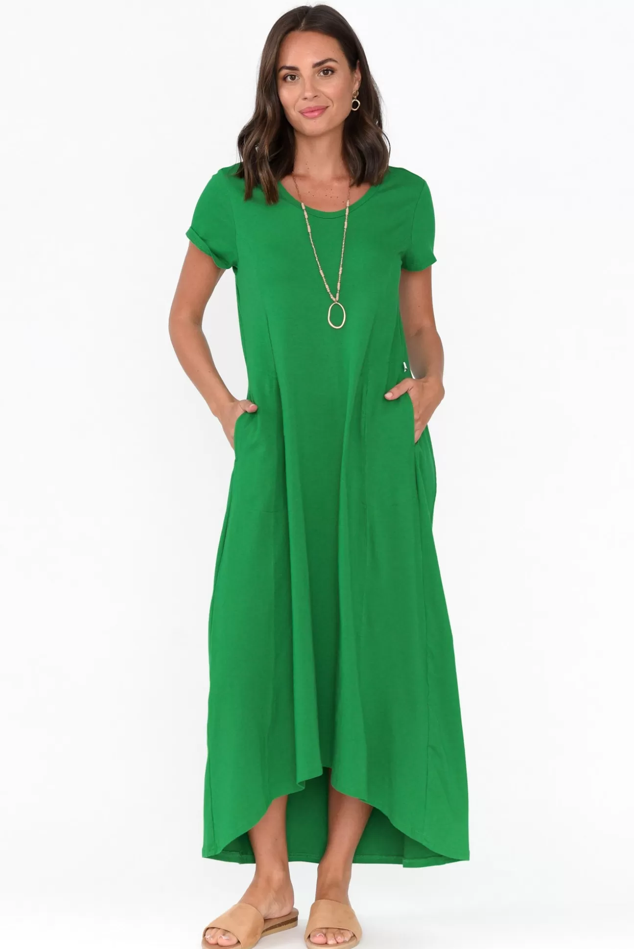 One Ten Willow Patrick Green Cotton Pocket Dress Fashion