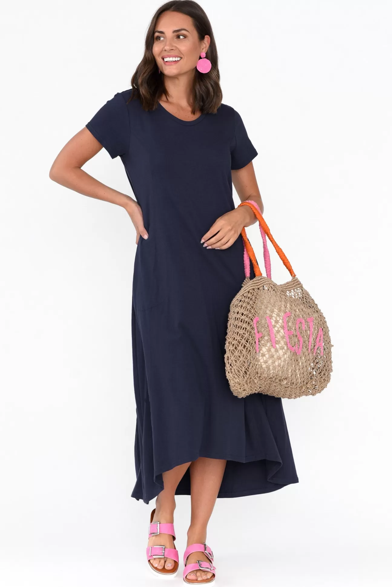 One Ten Willow Patrick Navy Cotton Pocket Dress Cheap