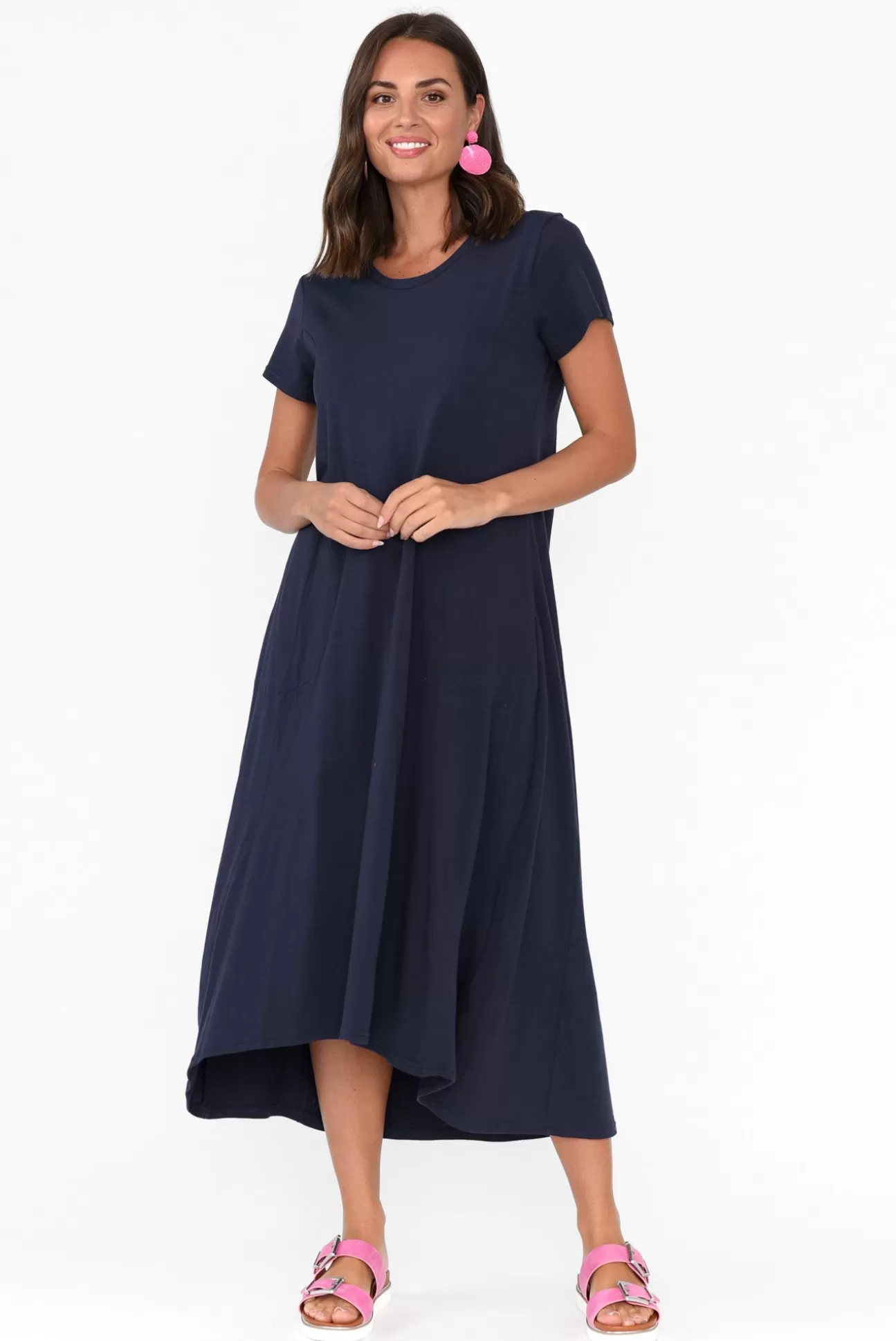 One Ten Willow Patrick Navy Cotton Pocket Dress Cheap