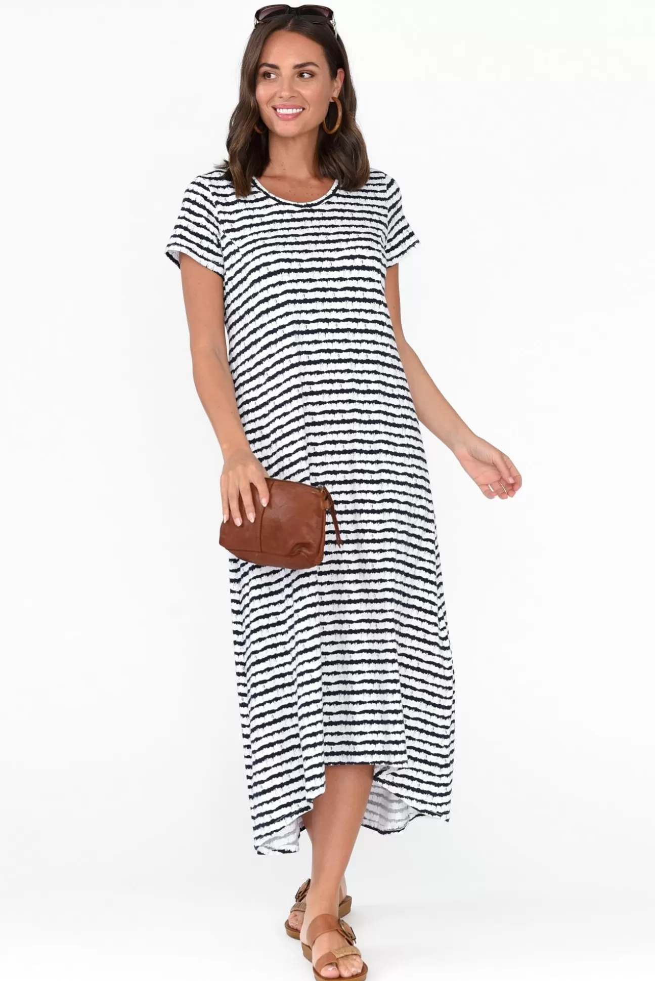 One Ten Willow Patrick Navy Stripe Cotton Pocket Dress Best