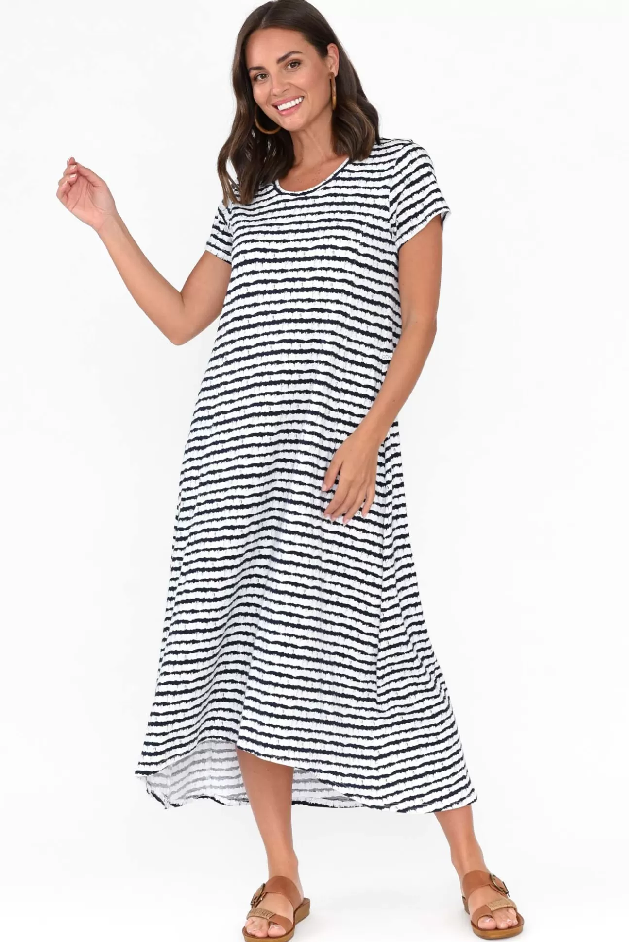 One Ten Willow Patrick Navy Stripe Cotton Pocket Dress Best